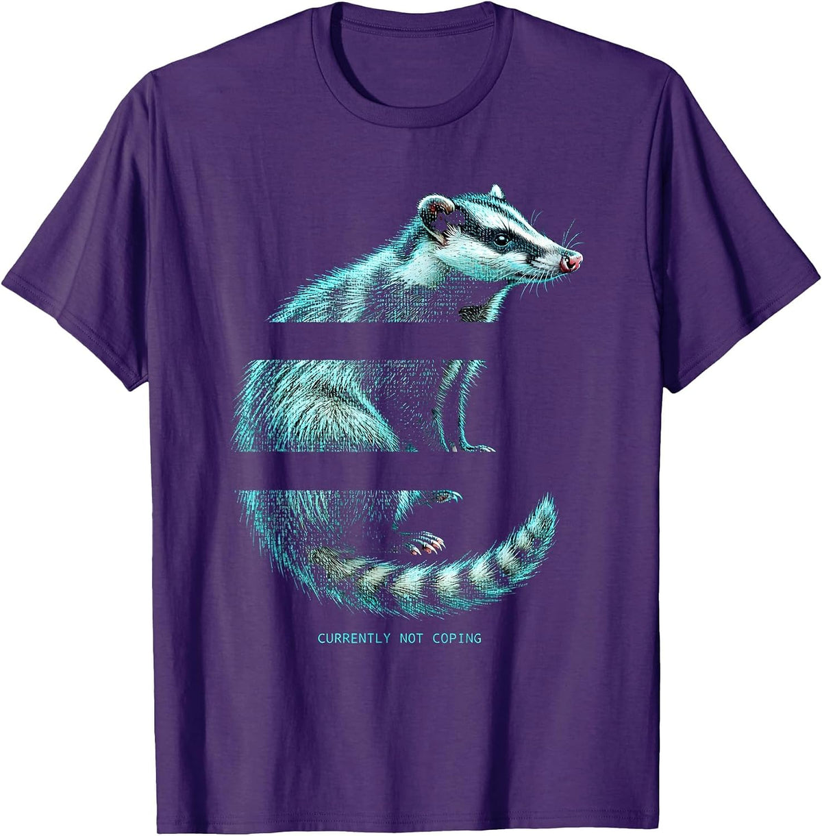 Men's Currently Not Coping Funny Opossum Meme Animal Humor T-Shirt - Purple