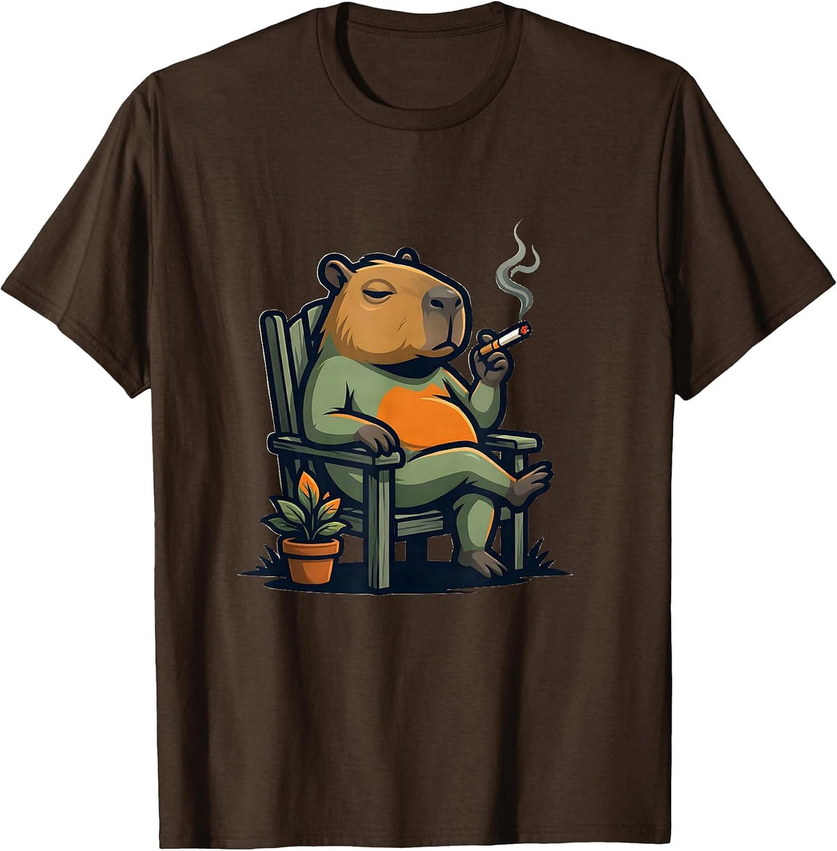Capybara Mascot Stoner Humor Cannabis Lover Gift T-Shirt - Brown