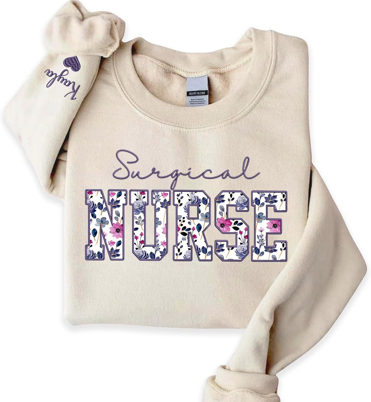 Personalized Embroidered Nurse Sweatshirt for Women, Custom Name & Specialties (ER, RN, NP, L&D), Nurse Gifts - Surgical