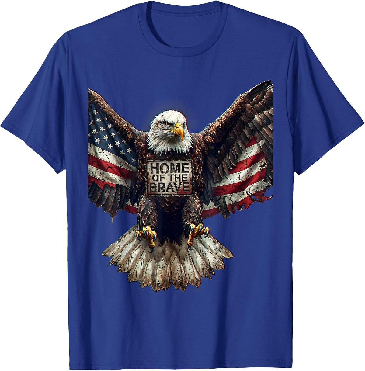 Men's Home of the Brave Veterans Day Eagle Flag Design T-Shirt - Royal Blue