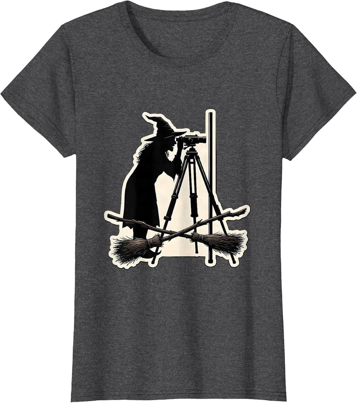 Women's Witch Surveyor Halloween Occupation Humor T-Shirt - Dark Heather Grey