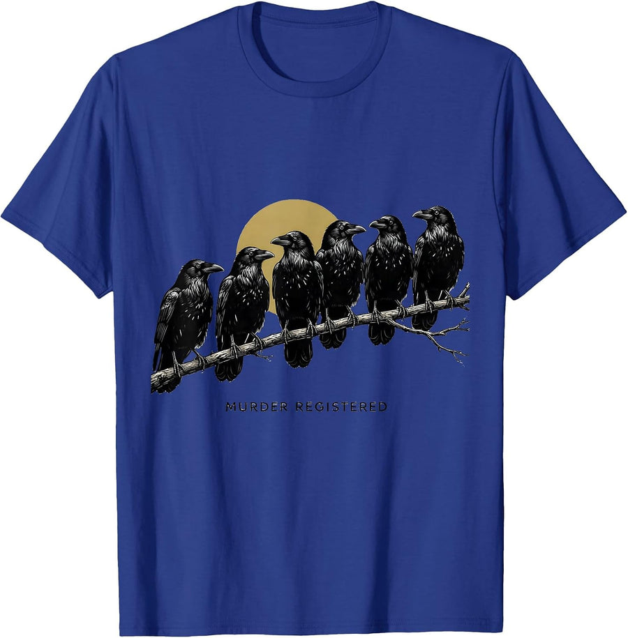 Murder Registered Dark Humor Crow Lover Bird Enthusiast T-Shirt - Royal Blue