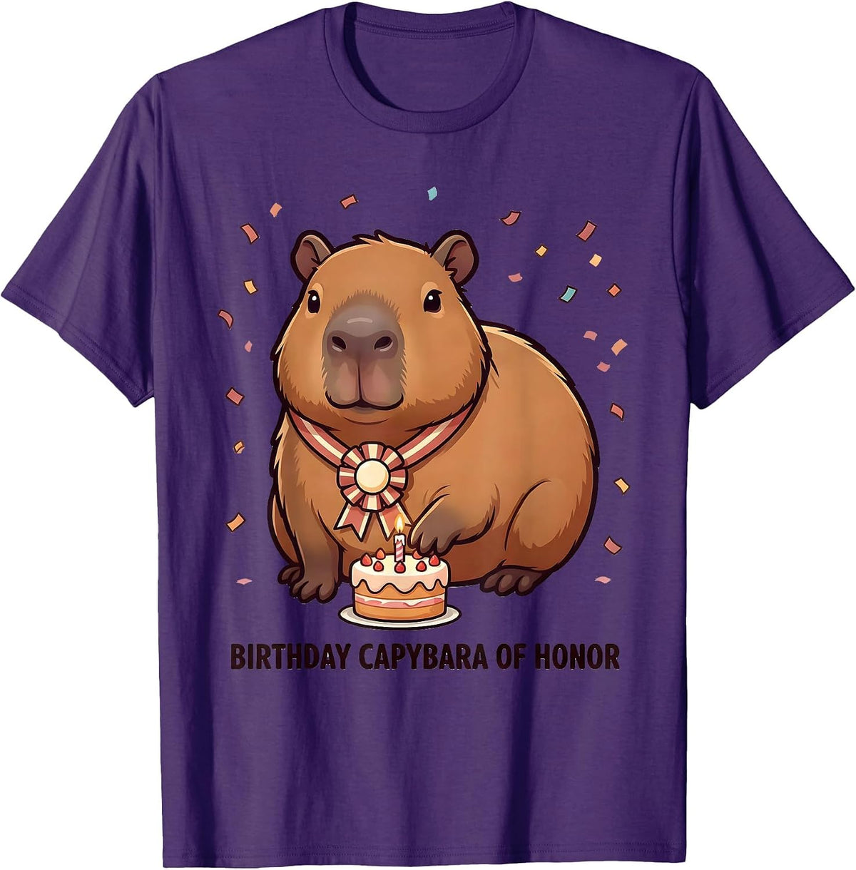 Men's Birthday Capybara Of Honor Cute Kawaii Animal Lover Birthday T-Shirt - Purple