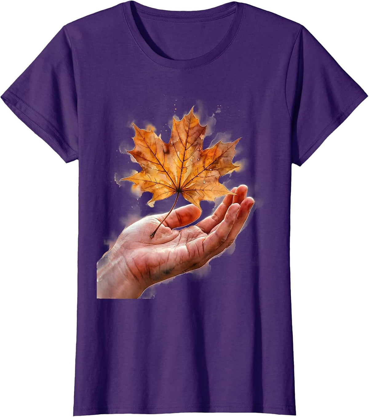 Women's Suicide Prevention Awareness Catching Leaf Design T-Shirt - Purple