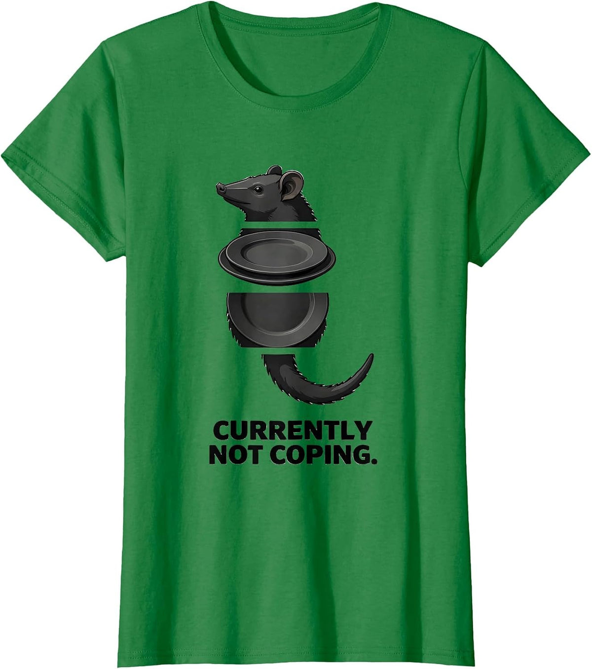 Currently Not Coping Funny Opossum Meme Wildlife Humor T-Shirt - Kelly Green