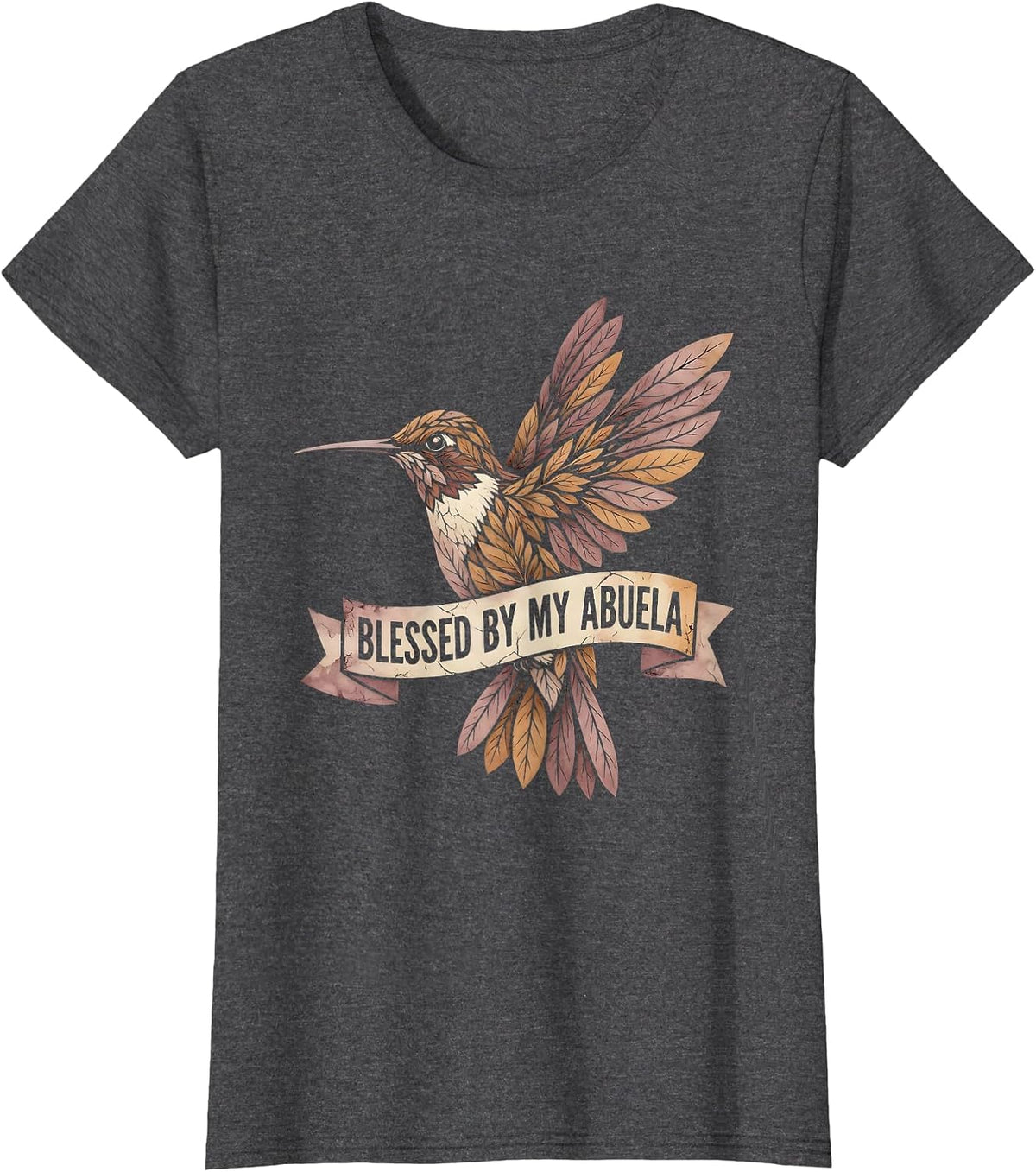 Women's Blessed By My Abuela Mexican Heritage Design T-Shirt - Dark Heather Grey