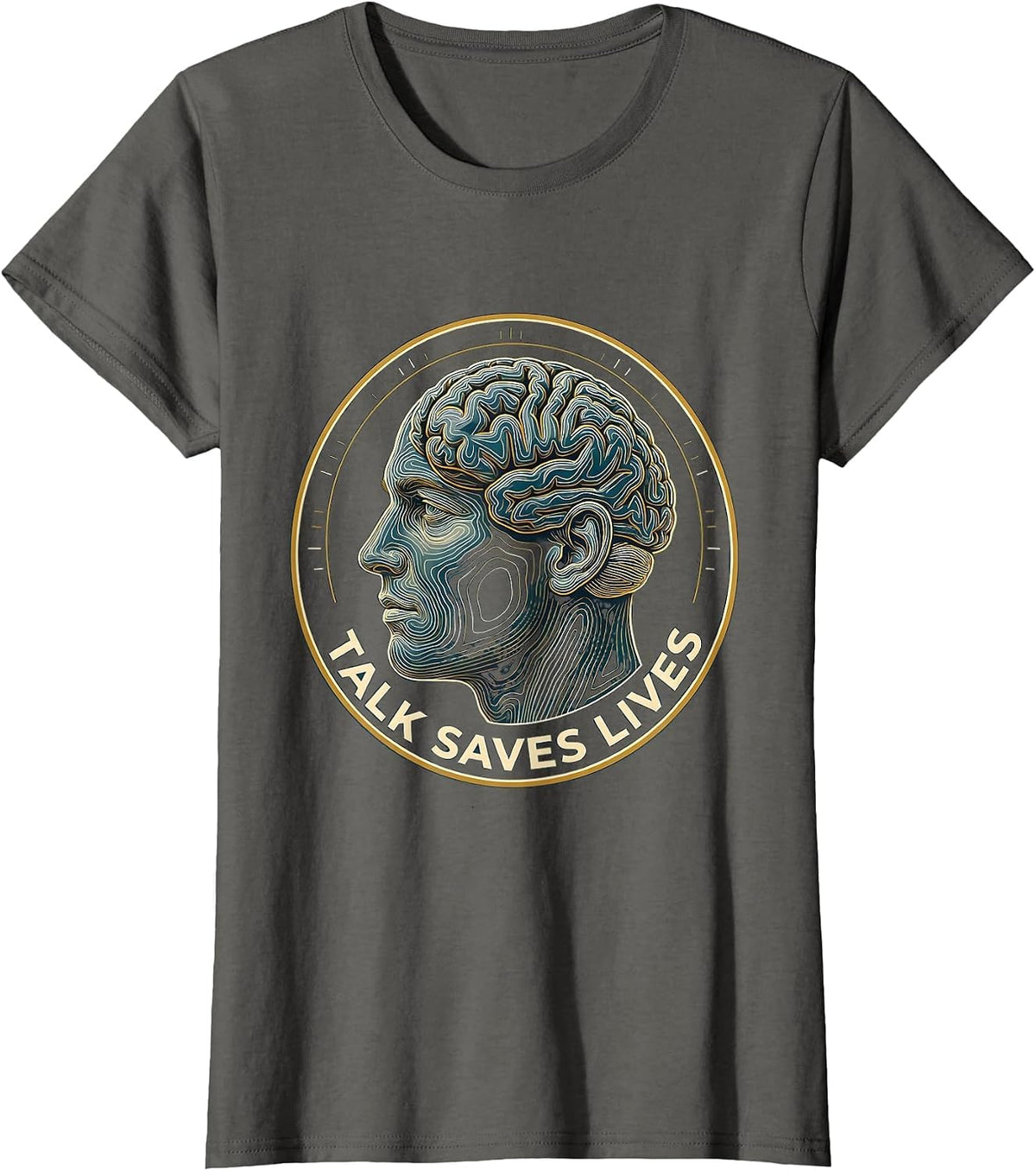Women's Talk Saves Lives Suicide Awareness Design T-Shirt - Asphalt Grey