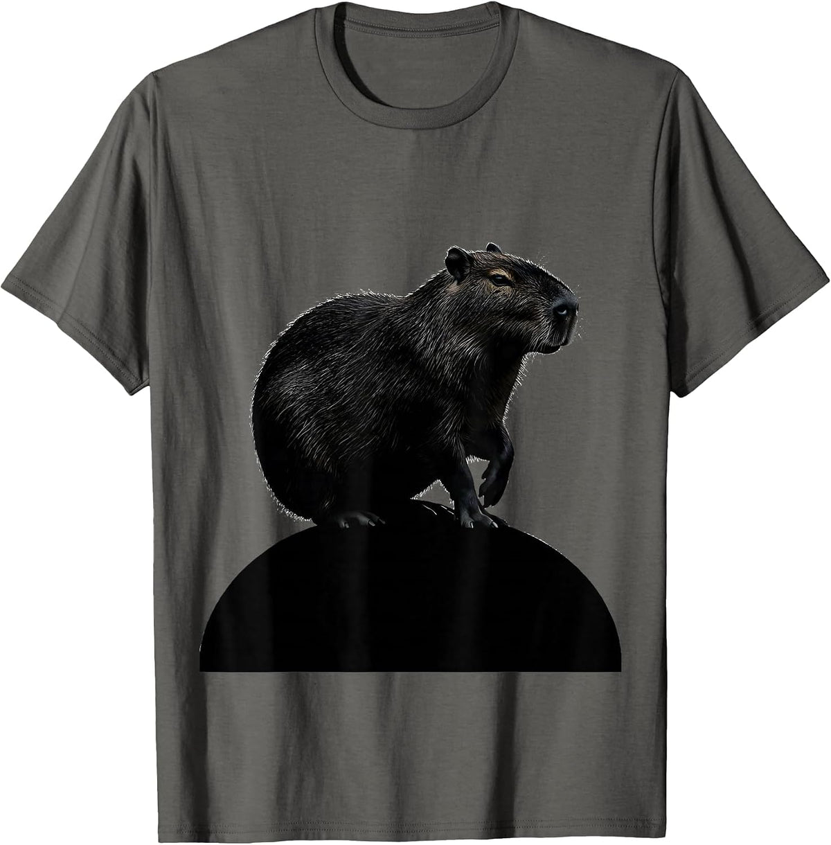 Men's Capybara Silhouette Funny Gamer Meme Humor T-Shirt - Asphalt Grey