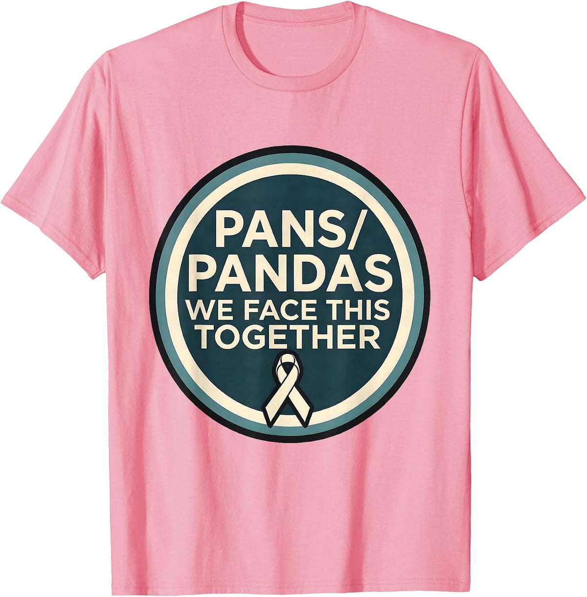 Men's PANS/PANDAS We Face This Together Humor Awareness Support T-Shirt - Pink
