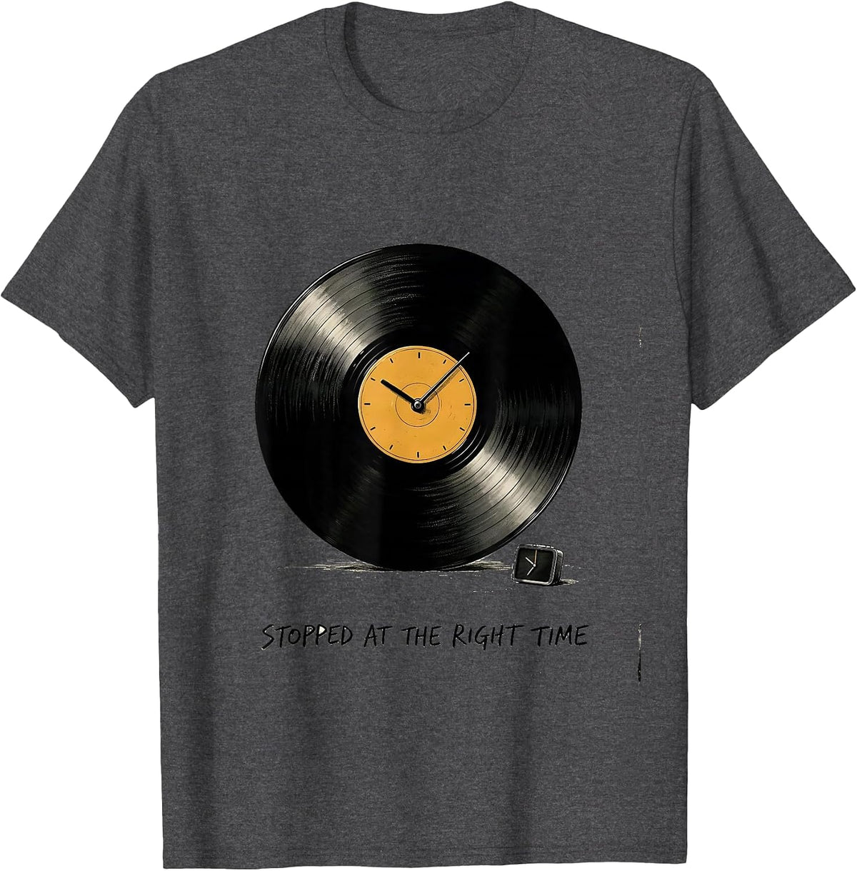 Men's Stopped At The Right Time Old School Hip Hop Nostalgia Rap T-Shirt - Dark Heather Grey