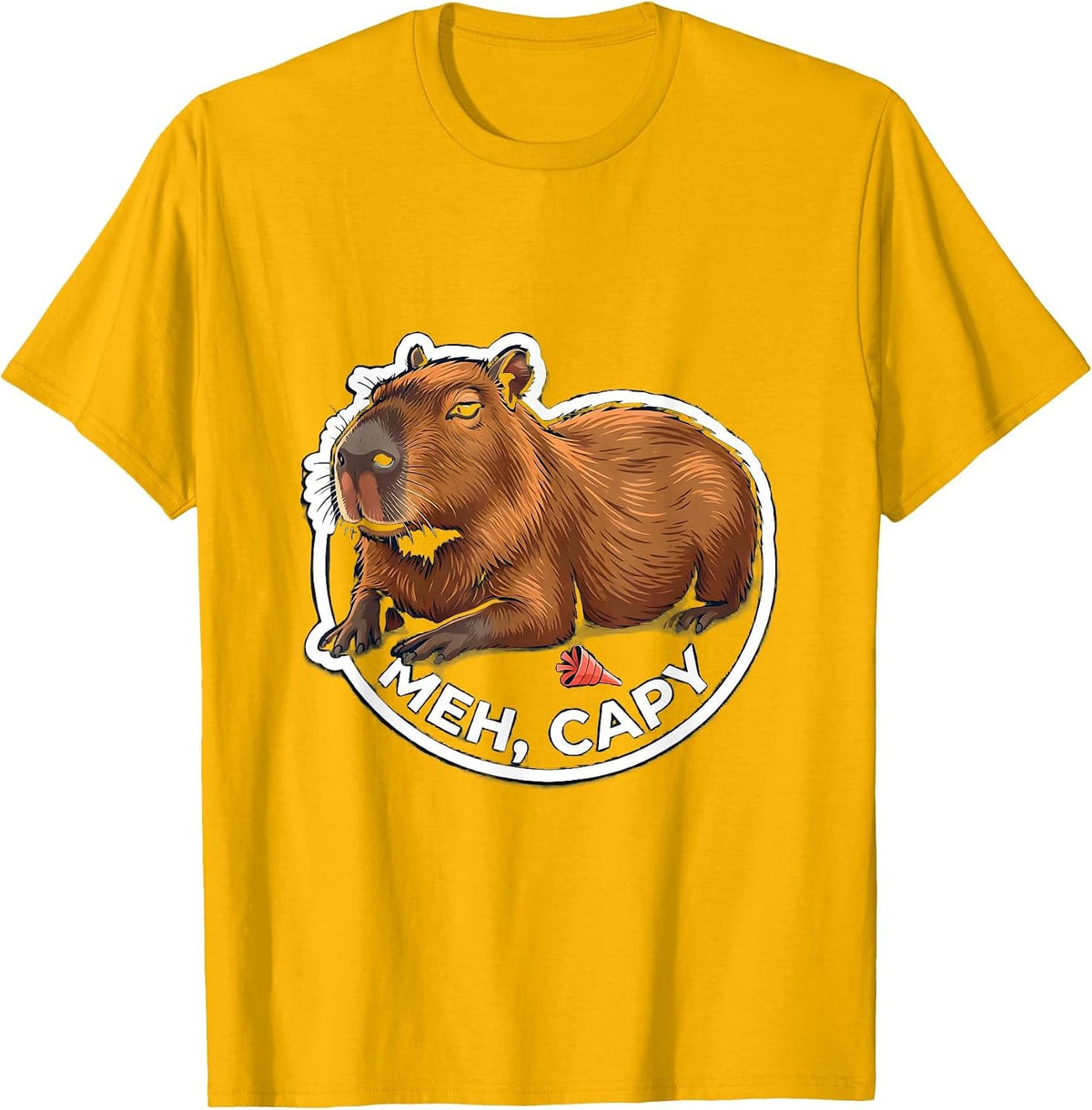 Meh Capy Funny Capybara Animal Meme Gamer T-Shirt - Golden Yellow