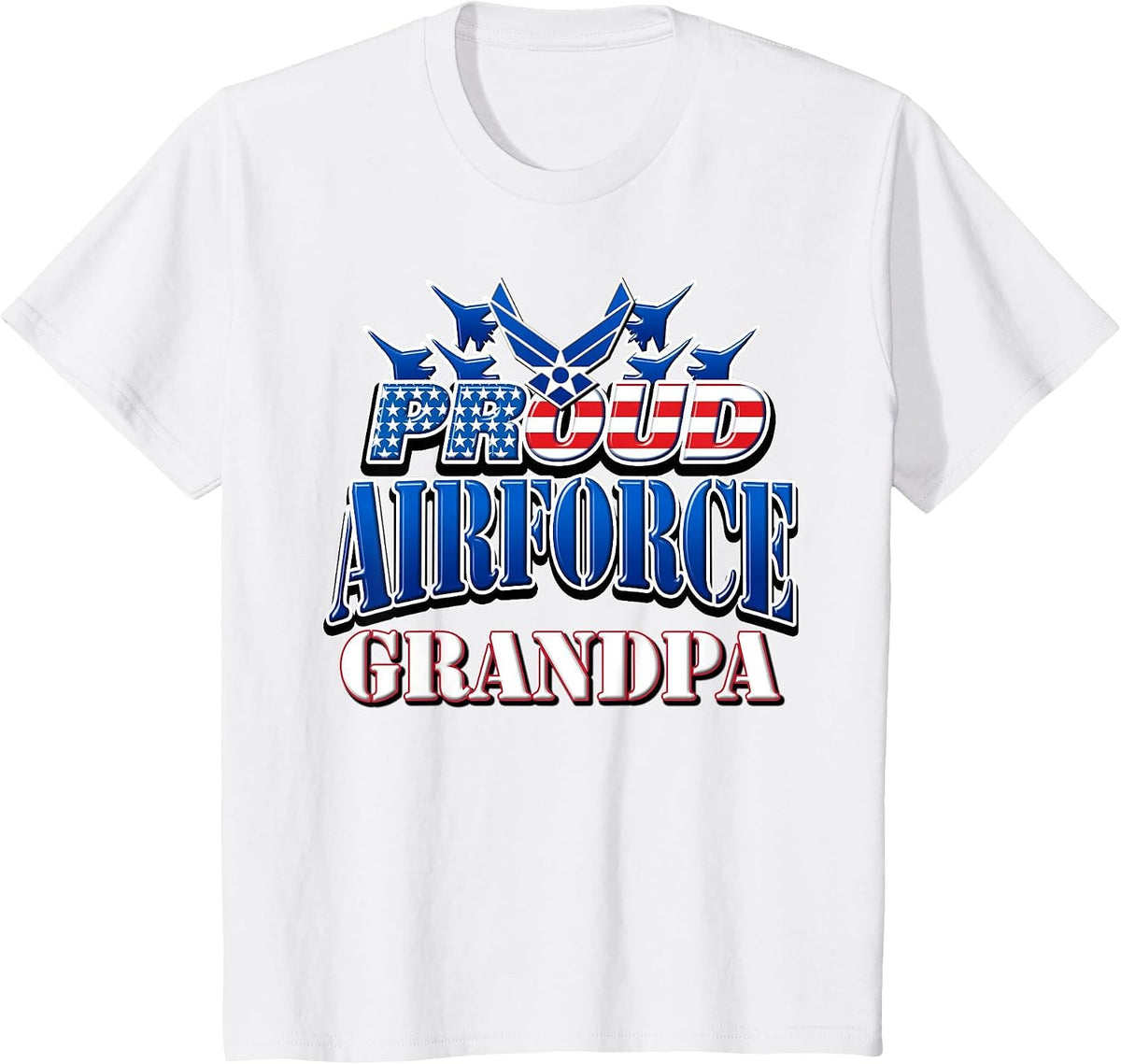 Proud Air Force Grandpa Shirt Grandparents Day USA Military T-Shirt - White
