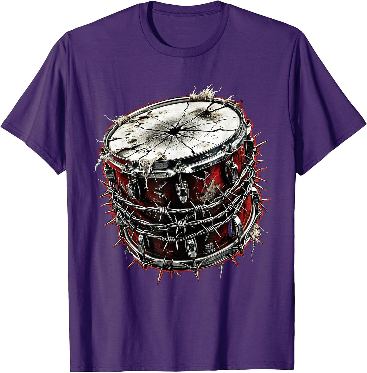Snare Drum Barbed Wire Graphic Tee T-Shirt - Purple