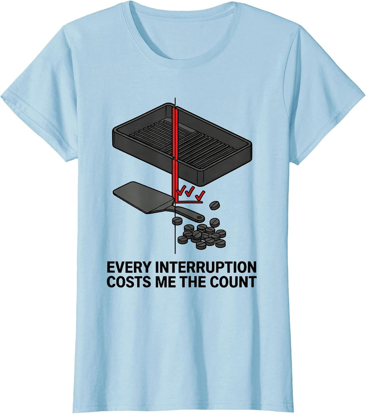 Women's Every Interruption Costs Me The Count Funny Pharmacy T-Shirt - Baby Blue