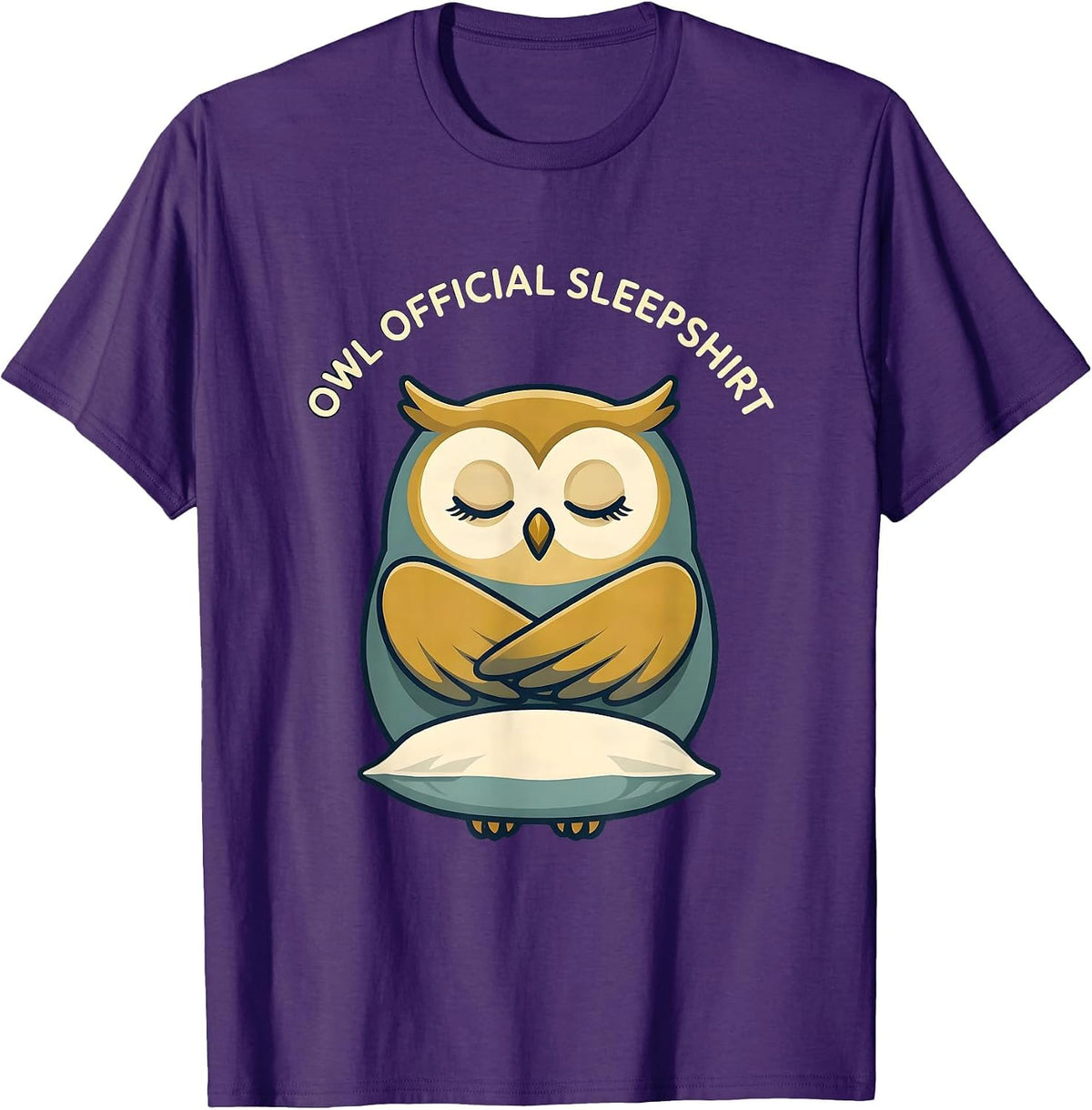 Men's Owl Official Sleepshirt Funny Animal Pajama Nightgown T-Shirt - Purple