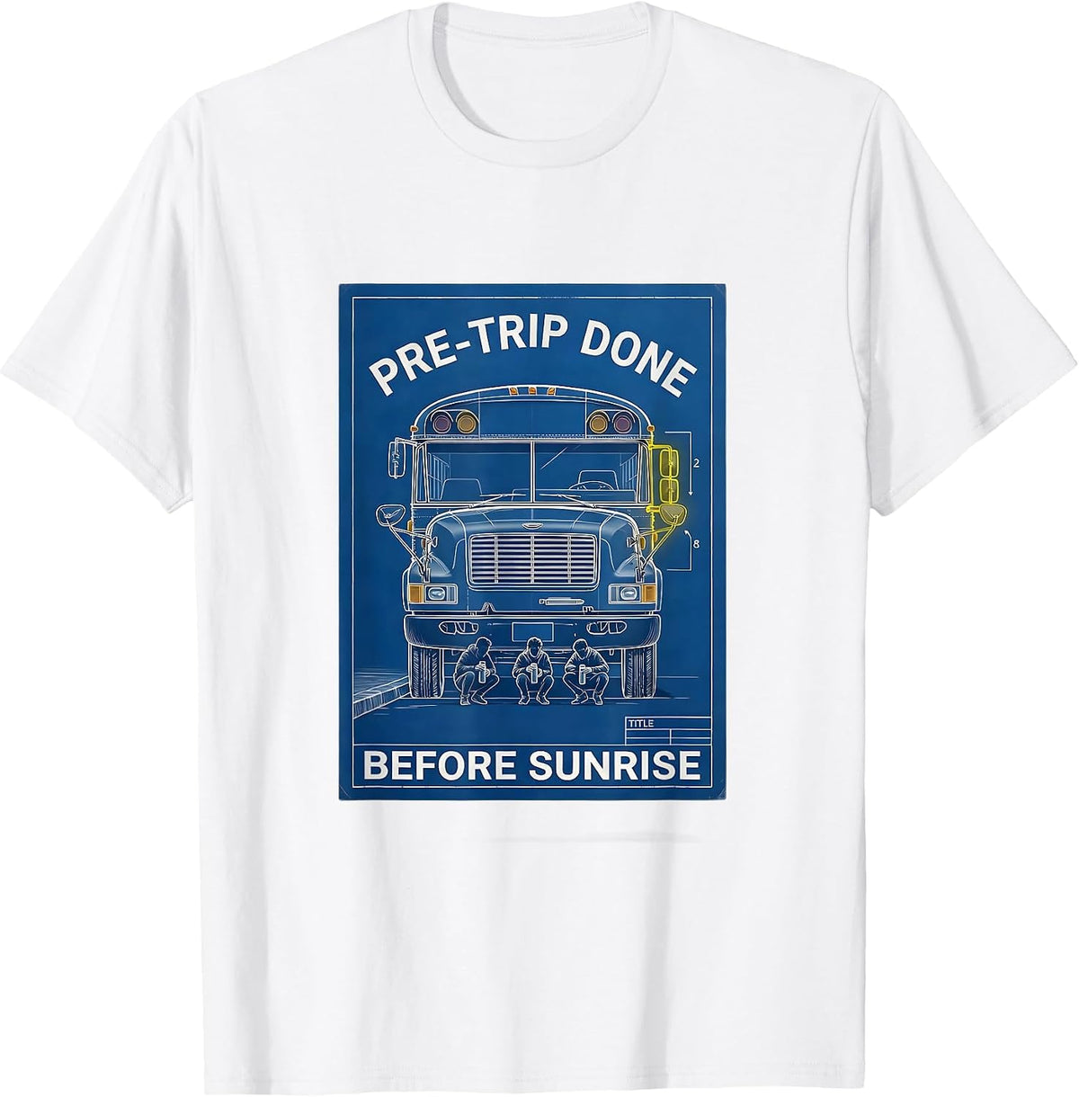 Men's Pre-Trip Done Before Sunrise Technical Blueprint School Bus T-Shirt - White