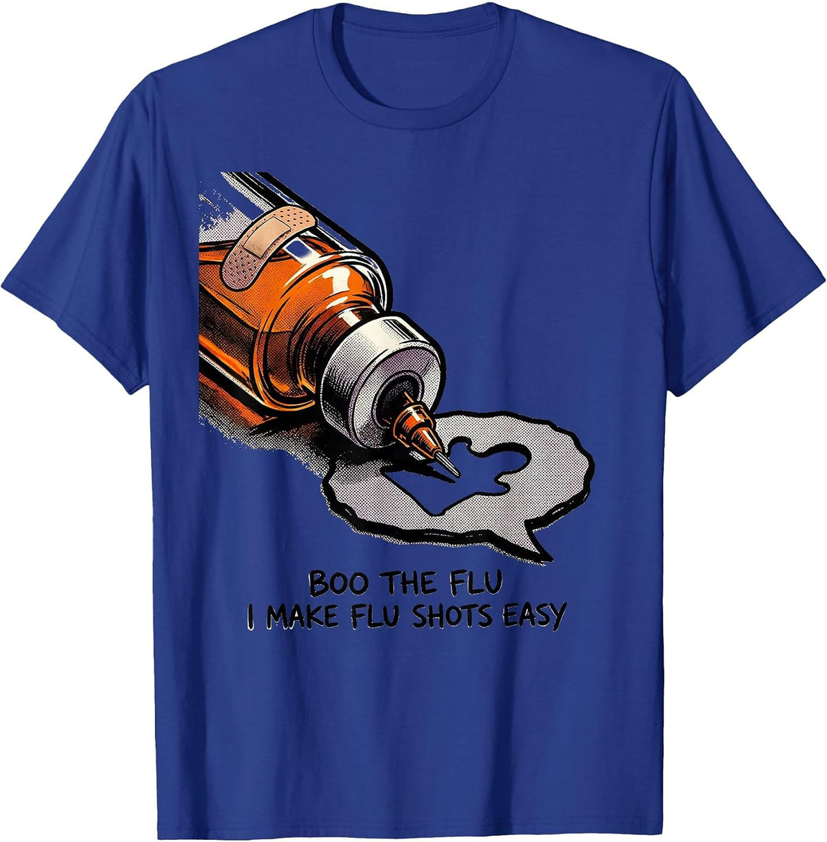 Men's Boo the Flu I Make Flu Shots Easy Funny Nurse Halloween T-Shirt - Royal Blue