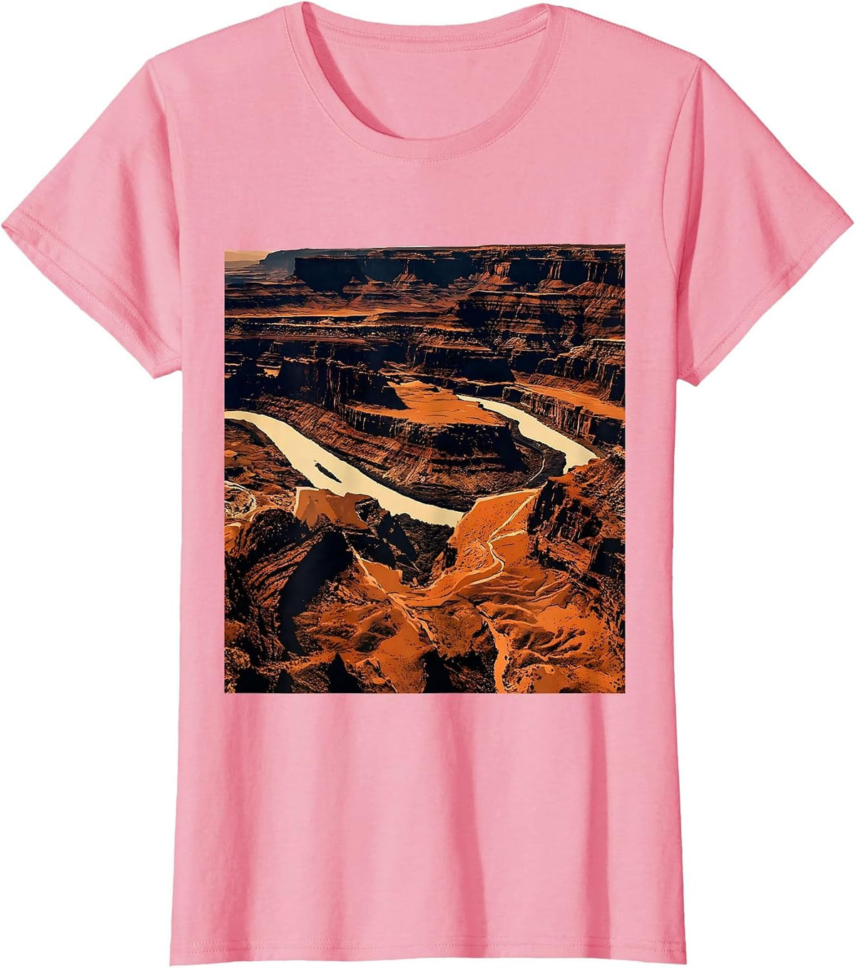 Women's Grand Canyon Aerial Labyrinth Canyon View Design T-Shirt - Pink