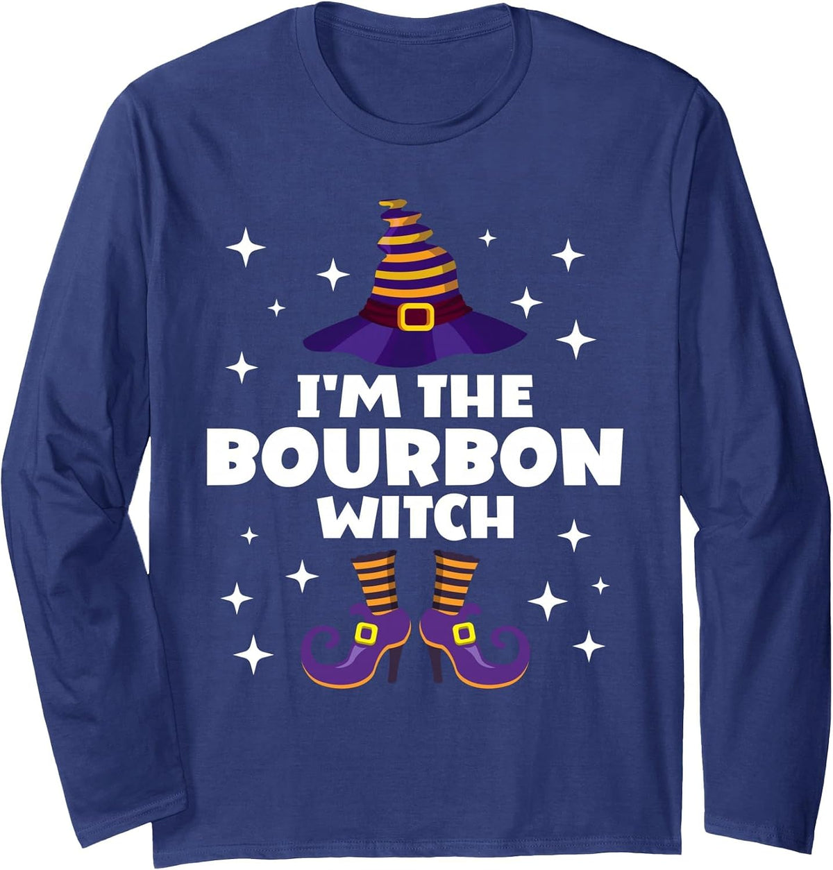 Funny Bourbon Witch Family Matching Halloween Long Sleeve T-Shirt - Adult Unisex Navy Blue