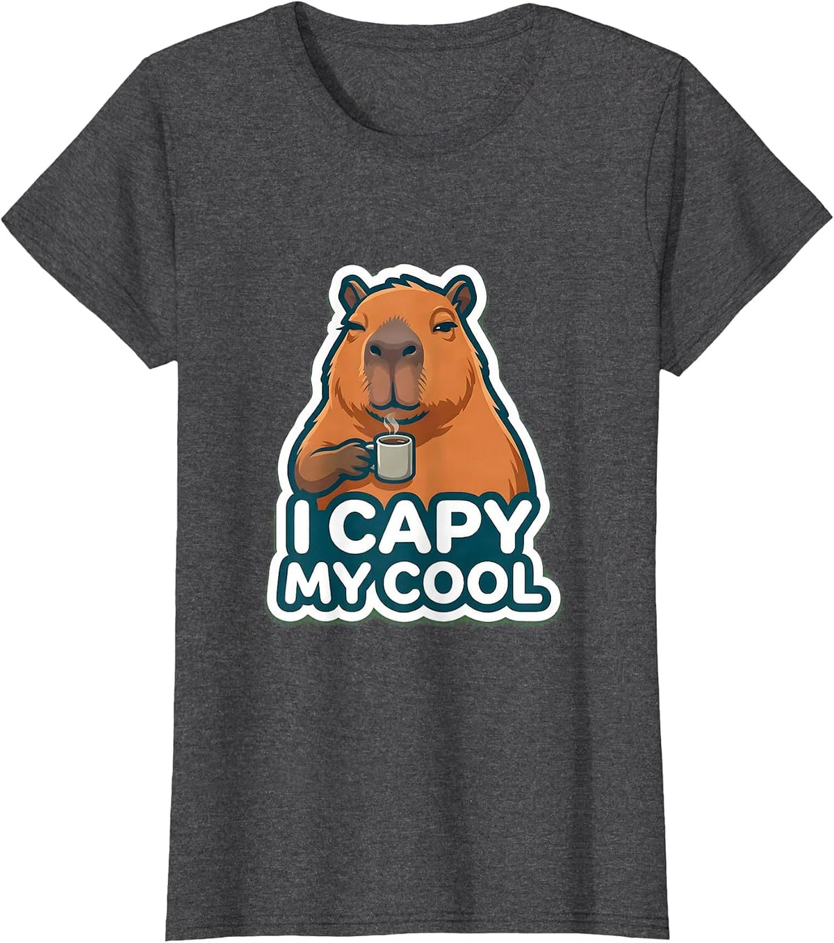 Women's I Capy My Cool Funny Capybara Meme Gamer T-Shirt - Dark Heather Grey