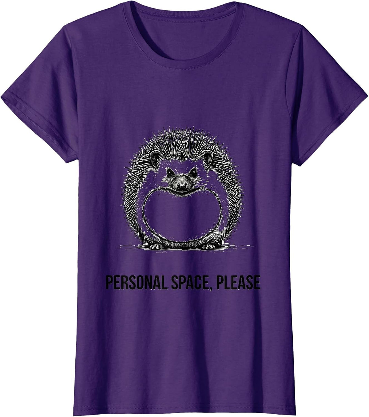 Women's Personal Space Please Funny Hedgehog Lover Gift for Kids T-Shirt - Purple