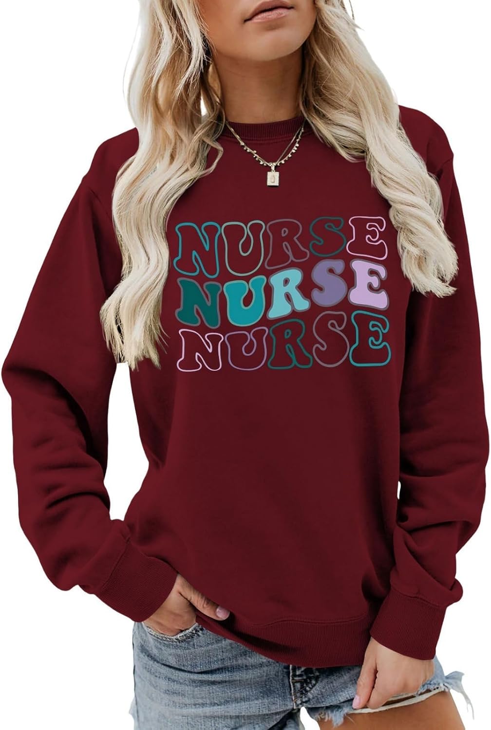 Nurse Sweatshirt Nursing School Sweater Registered Nurse Shirts Women Crewneck Long Sleeve Nurse Life Pullover Tops - 13