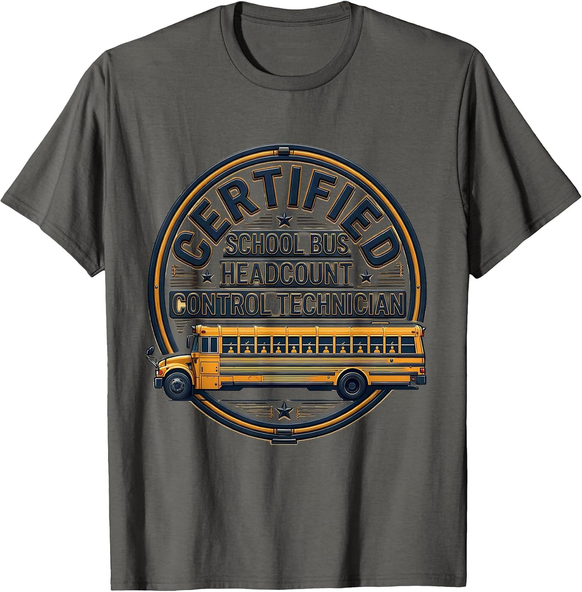 Men's Certified School Bus Headcount Control Technician Funny T-Shirt - Asphalt Grey