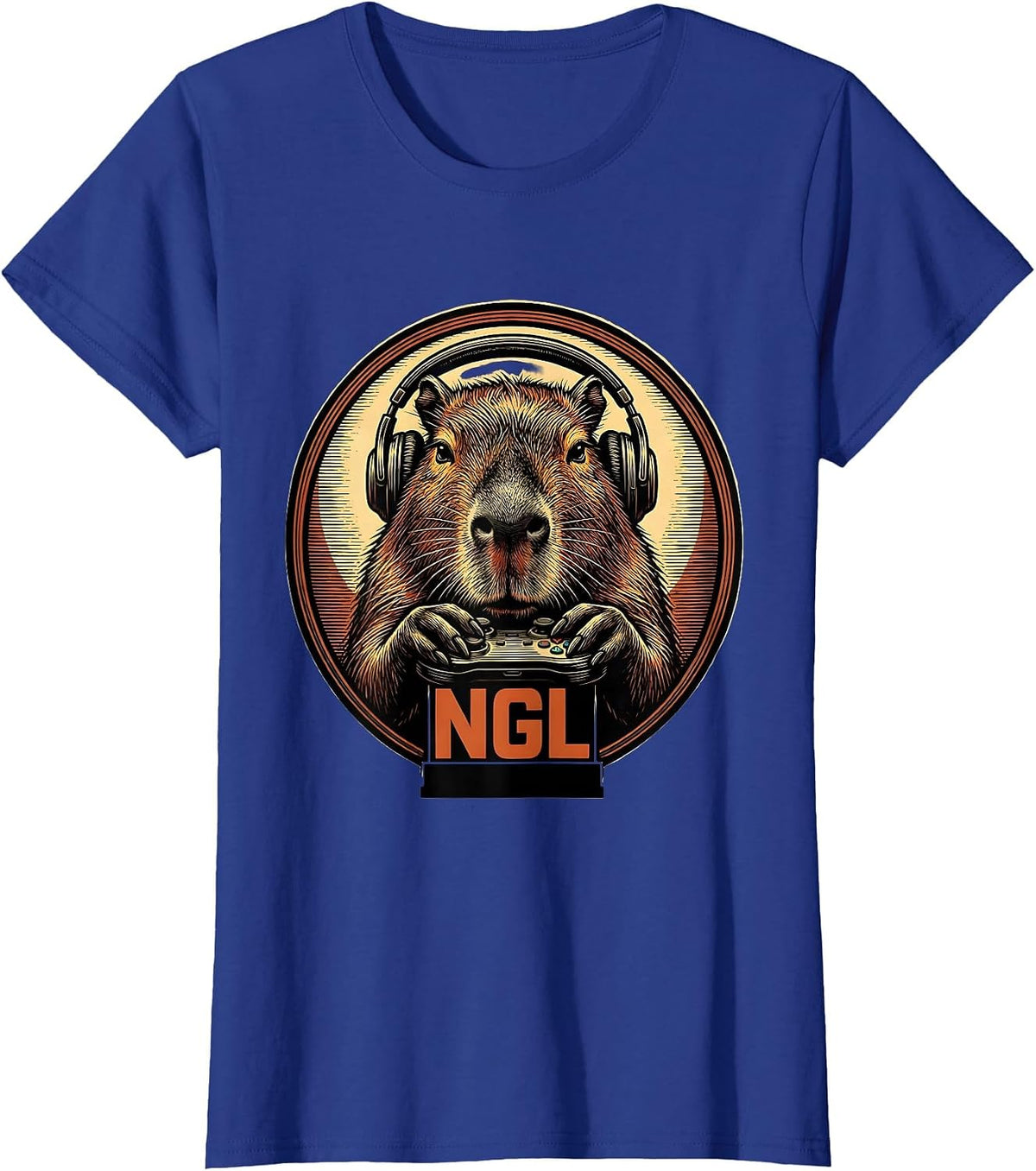 Women's Ngl Funny Capybara Gamer Meme Humor Video Games T-Shirt - Royal Blue