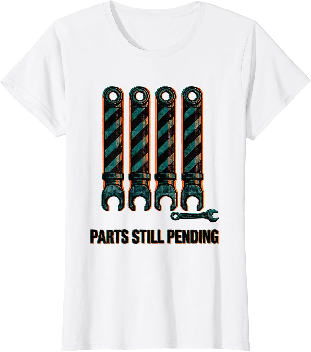 PARTS STILL PENDING Risograph Mechanic Skeleton Auto Repair T-Shirt - White