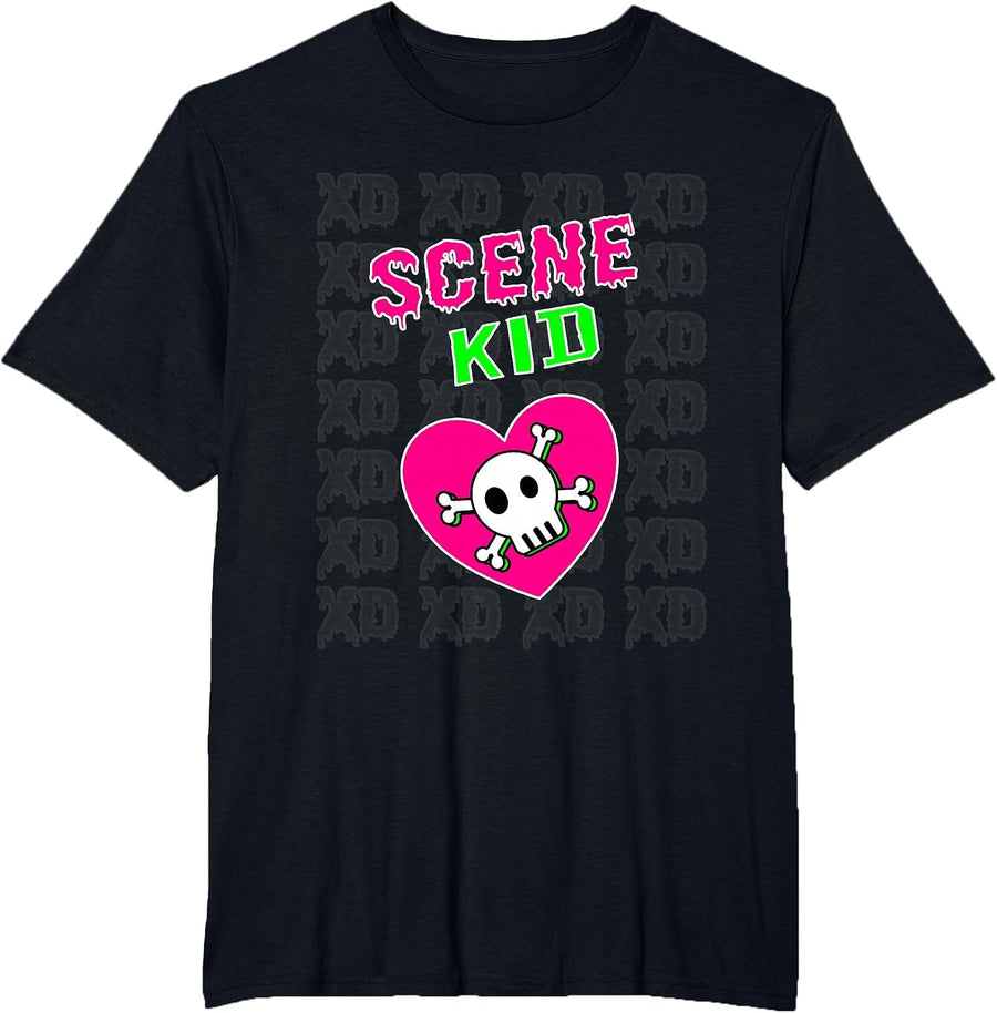 Scene Kid Neon Skull XD T-Shirt - Black