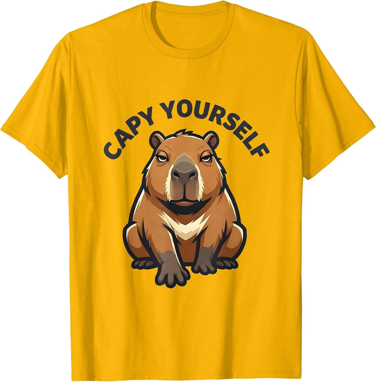 Men's Capy Yourself Funny Capybara Meme Animal Humor T-Shirt - Golden Yellow