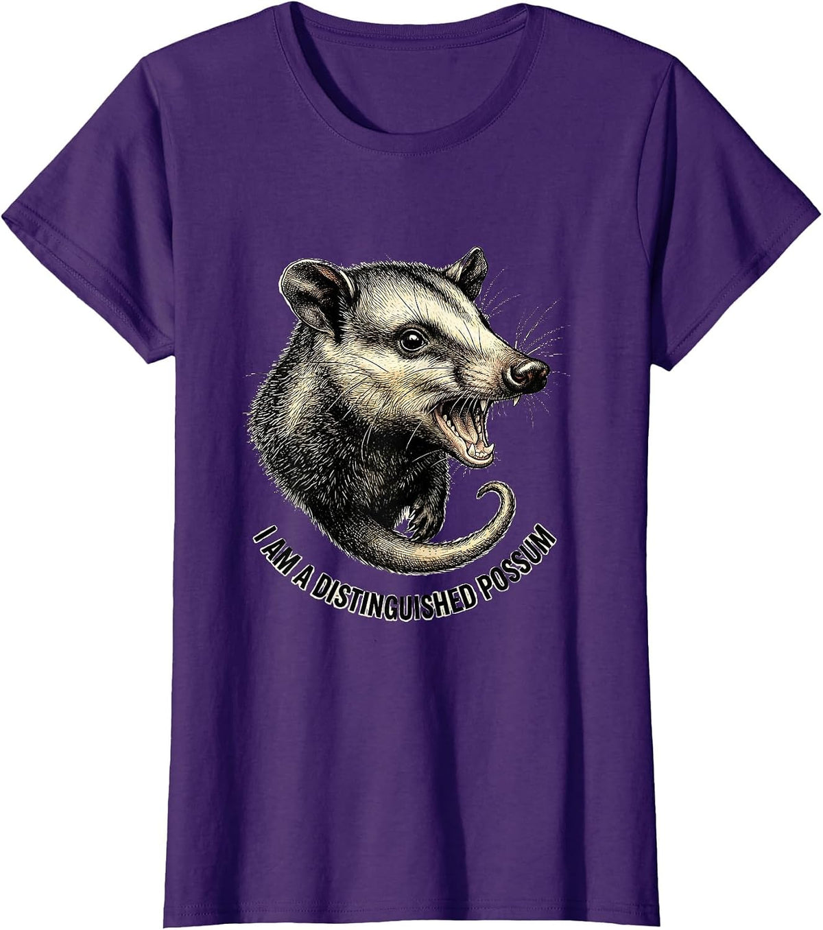 Women's I Am A Distinguished Possum Funny Opossum Meme Animal Lover T-Shirt - Purple