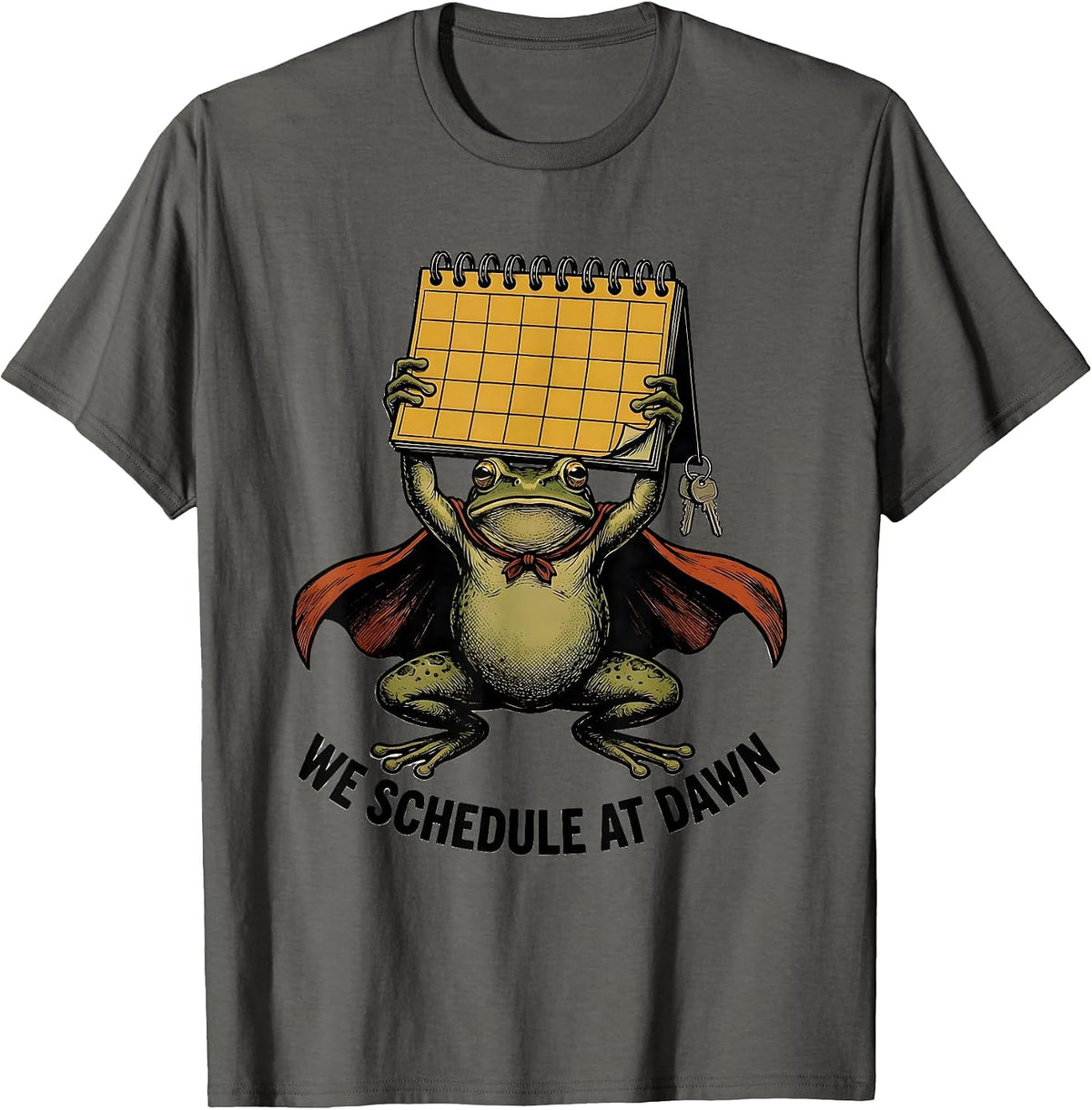 We Schedule At Dawn Funny Teacher Frog Back to School T-Shirt - Asphalt Grey