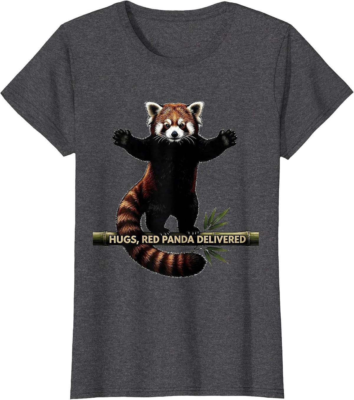 Women's Hugs, Red Panda Delivered Cute Panda Lover Gift T-Shirt - Dark Heather Grey