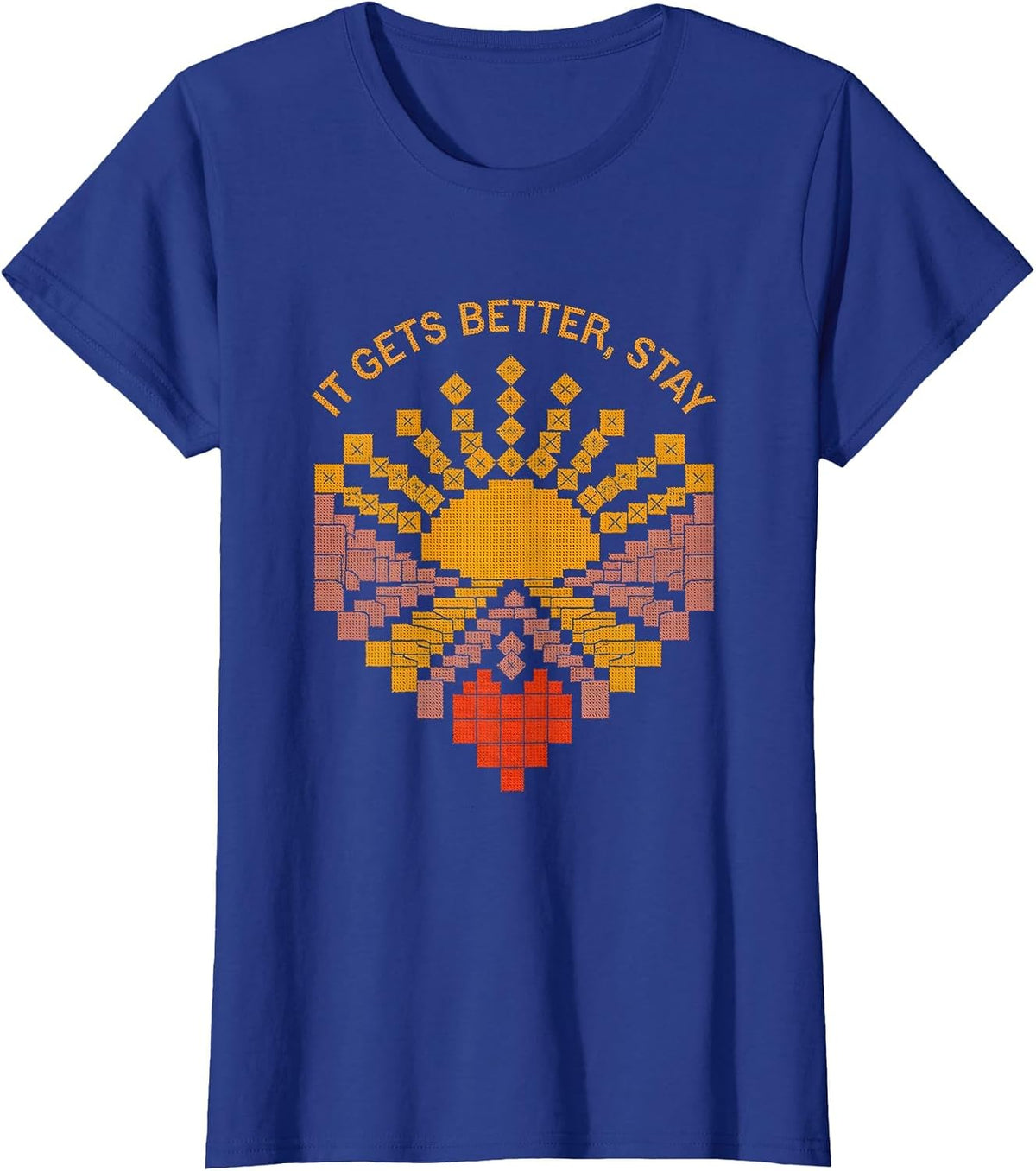 Women's It Gets Better Stay Suicide Prevention Awareness T-Shirt - Royal Blue