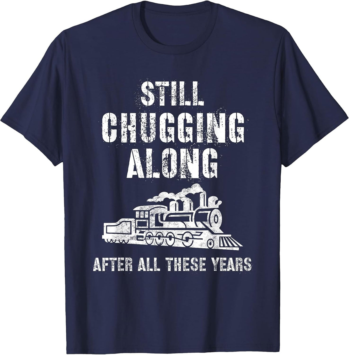 Train Grandpa Retirement Model Train Show Chugging Along T-Shirt - Navy Blue