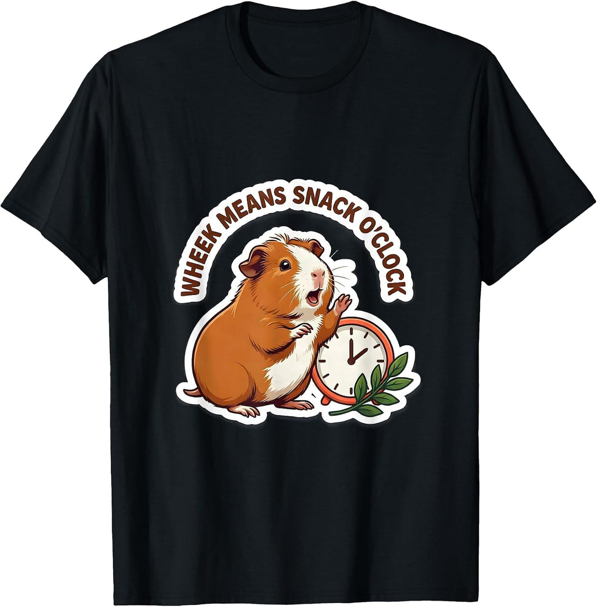 Men's Wheek Means Snack O’Clock Funny Guinea Pig Pet Lover Humor T-Shirt - Black