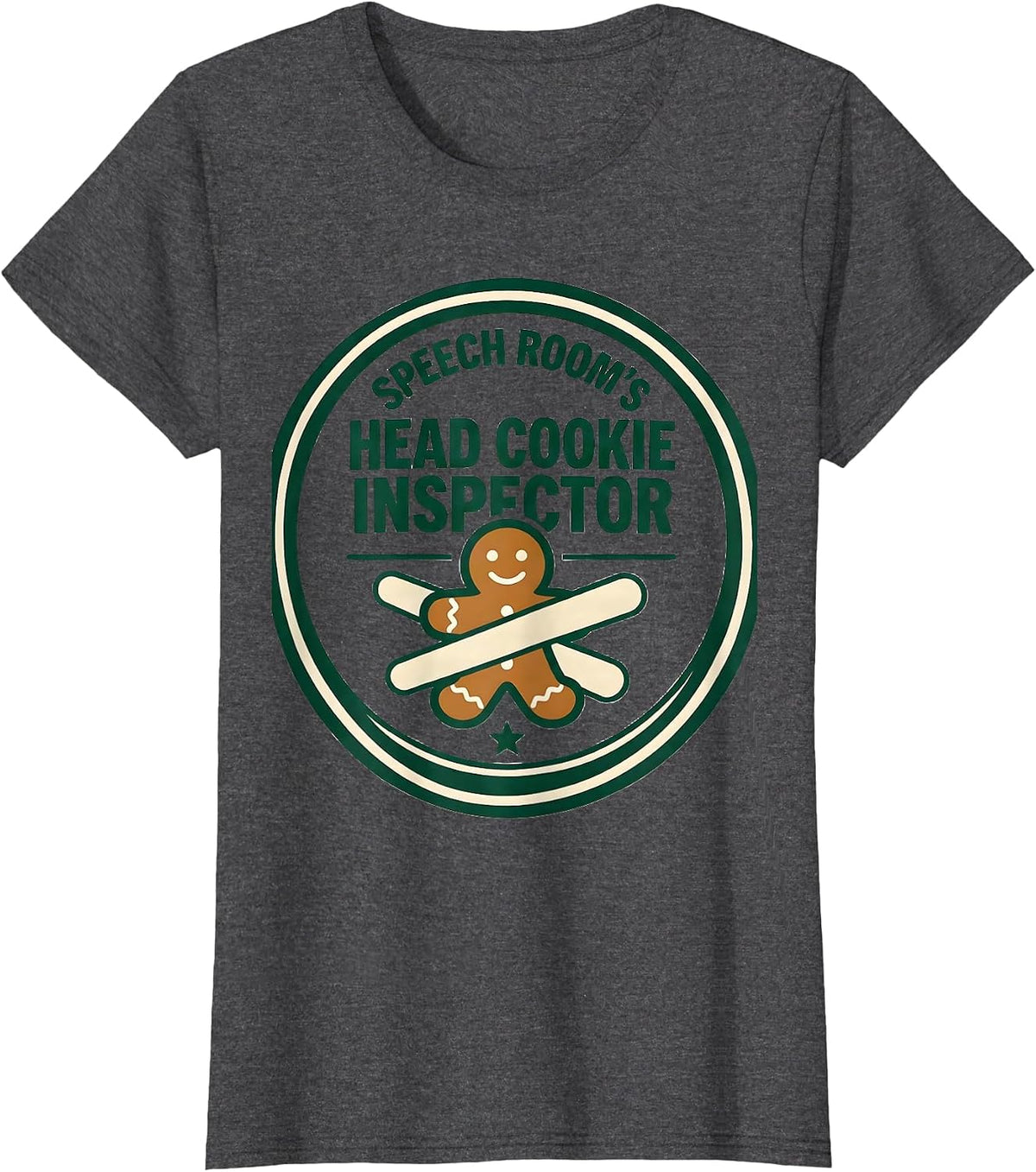 Women's Speech Room's Head Cookie Inspector Funny Speech Therapist T-Shirt - Dark Heather Grey