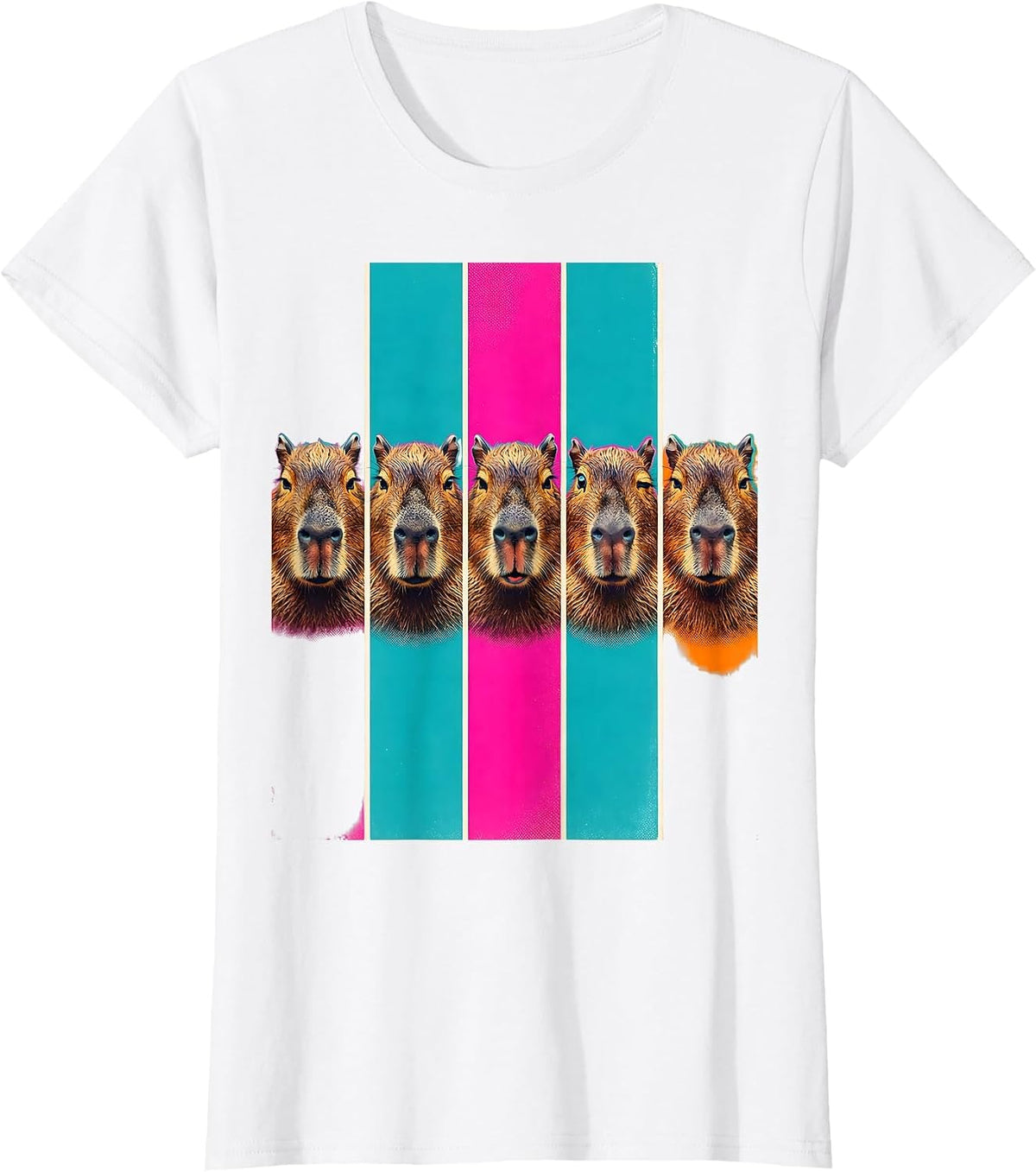 Women's Capybara Photobooth Funny Animal Portrait T-Shirt - White