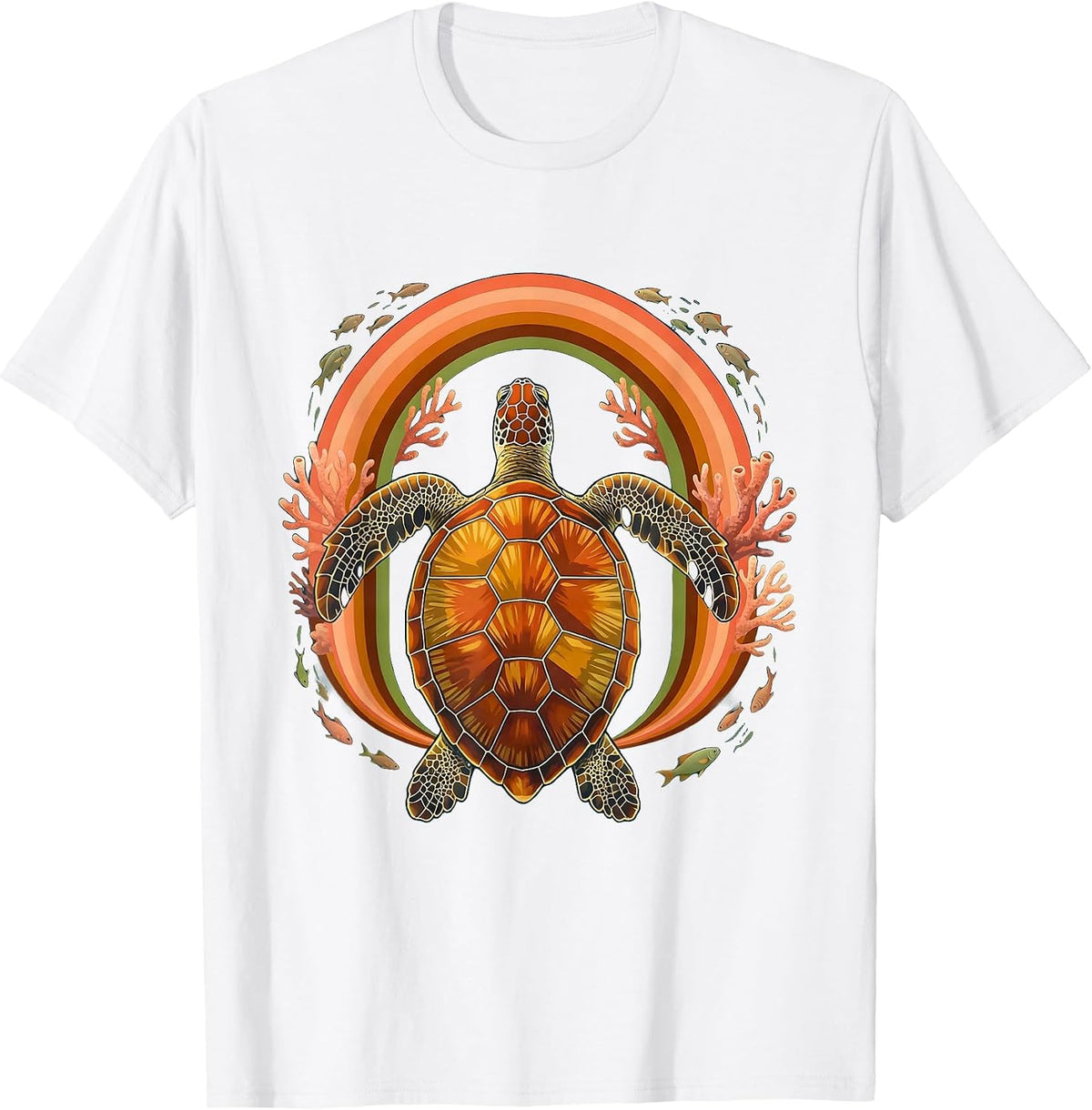 Brazil Sea Turtle Coral Reef Illustration T-Shirt - White