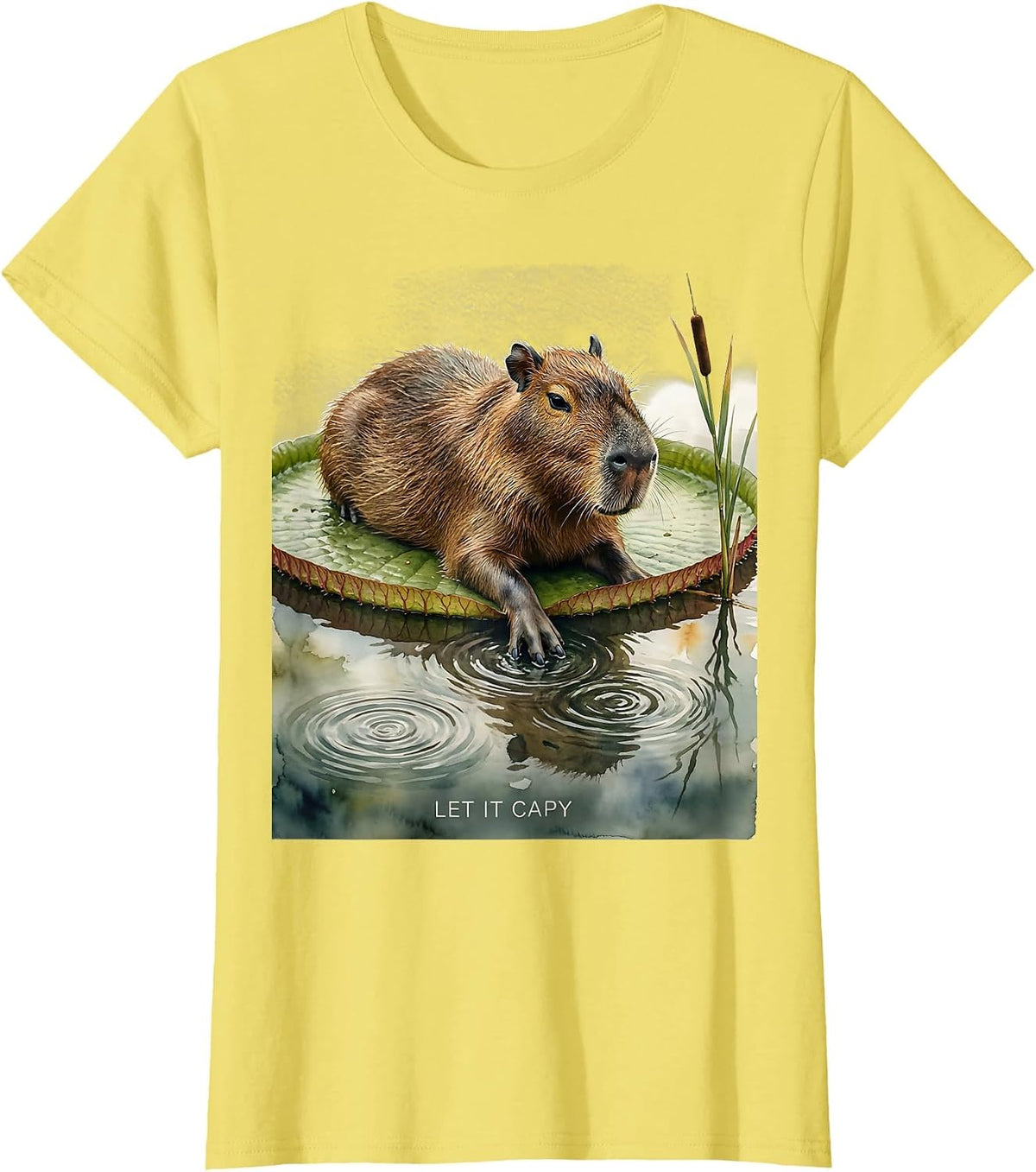 Let It Capy Funny Capybara Animal Meme Humor T-Shirt - Lemon Yellow