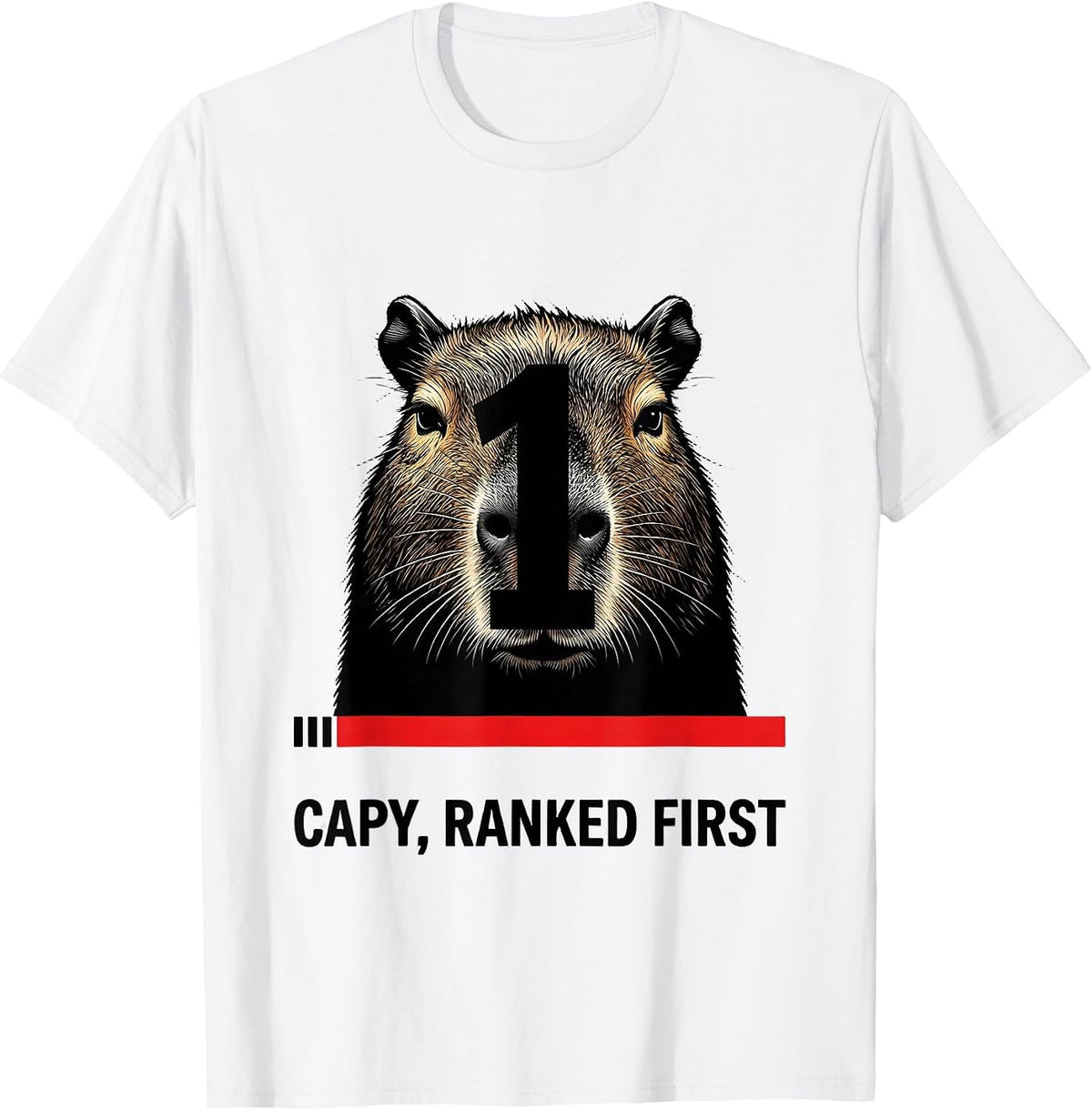 Men's Capy Ranked First Funny Capybara Meme Animal Lover Humor T-Shirt - White