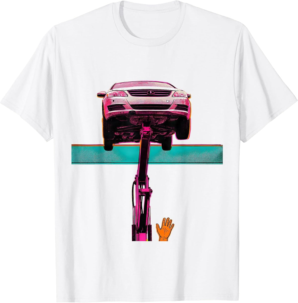Men's Mechanical Hydraulic Lift Workplace Humor Auto Repair T-Shirt - White