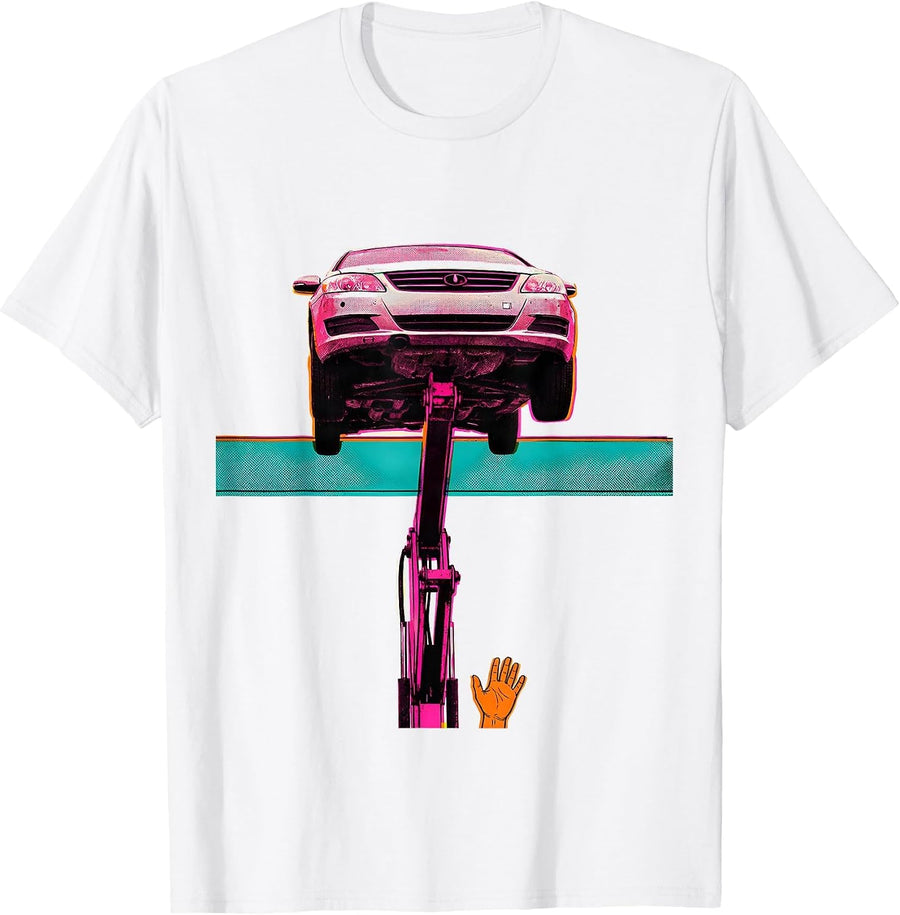 Men's Mechanical Hydraulic Lift Workplace Humor Auto Repair T-Shirt - White