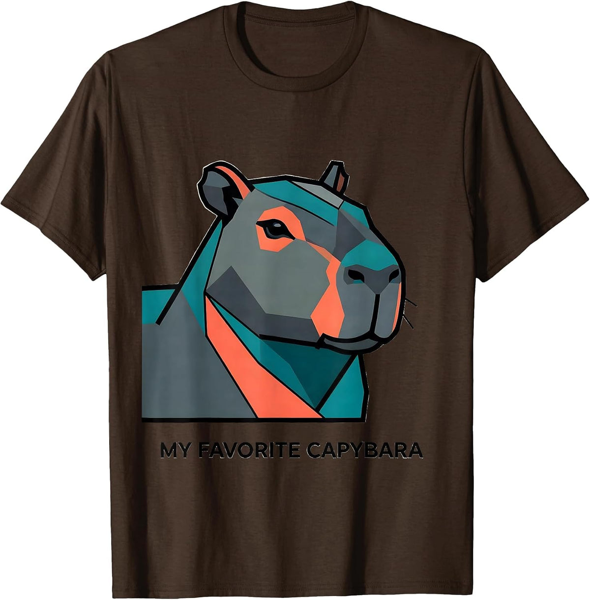 Men's My Favorite Capybara Flat Vector Animal Art Portrait T-Shirt - Brown