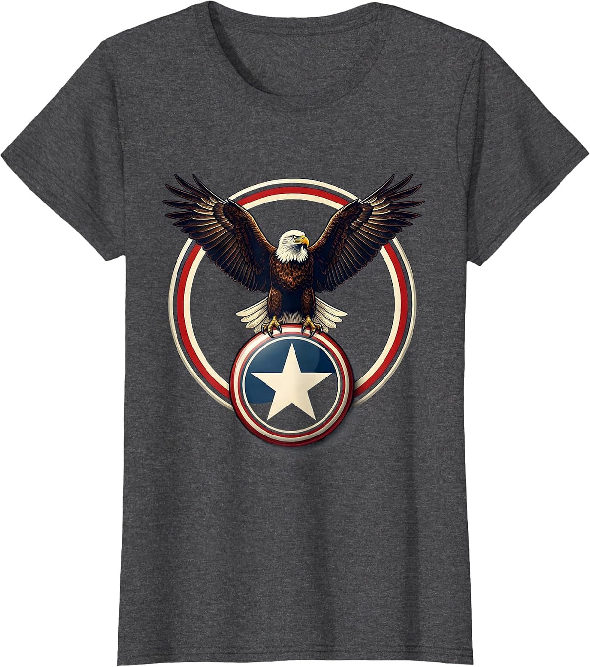 Women's Proud Democrat Bald Eagle Campaign Button T-Shirt - Dark Heather Grey