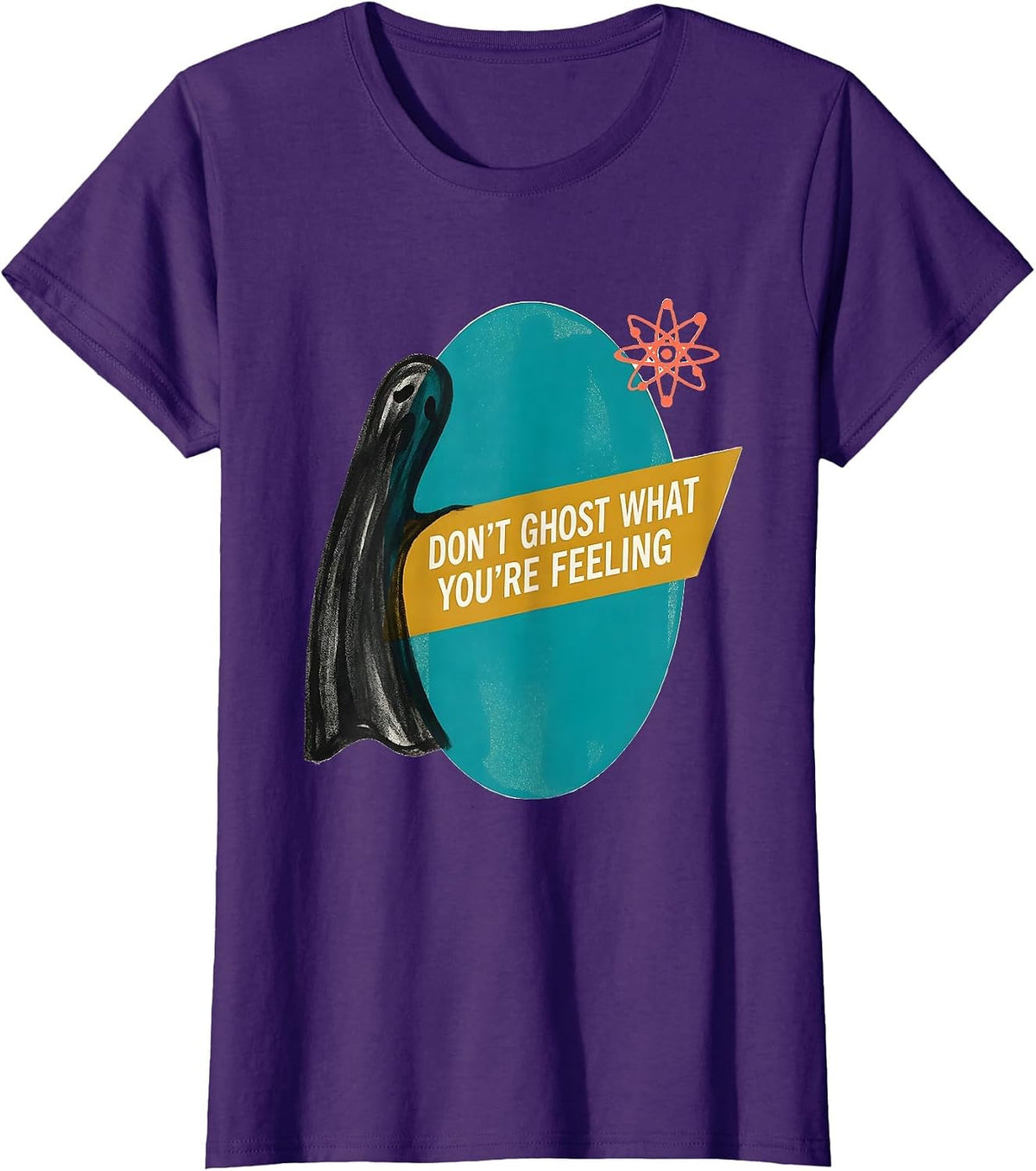 Women's Don't Ghost What You're Feeling Midcentury Modern Halloween T-Shirt - Purple