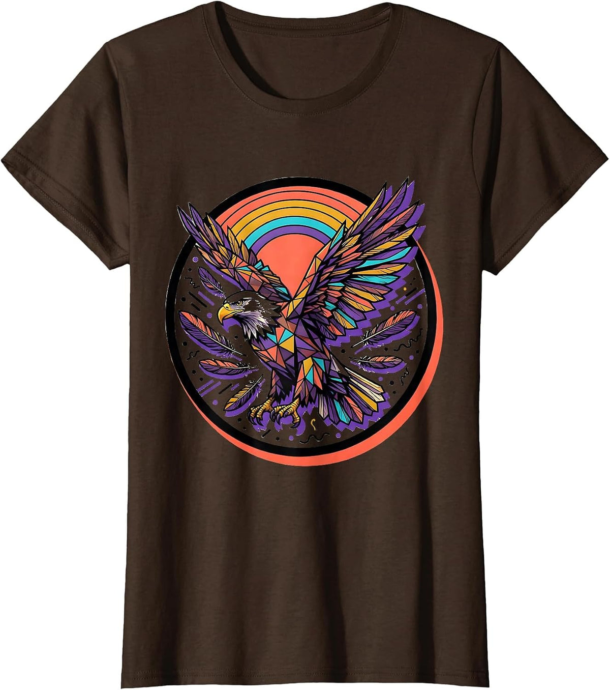 Women's Bold Eagle Preening at Sunrise Graphic T-Shirt - Brown