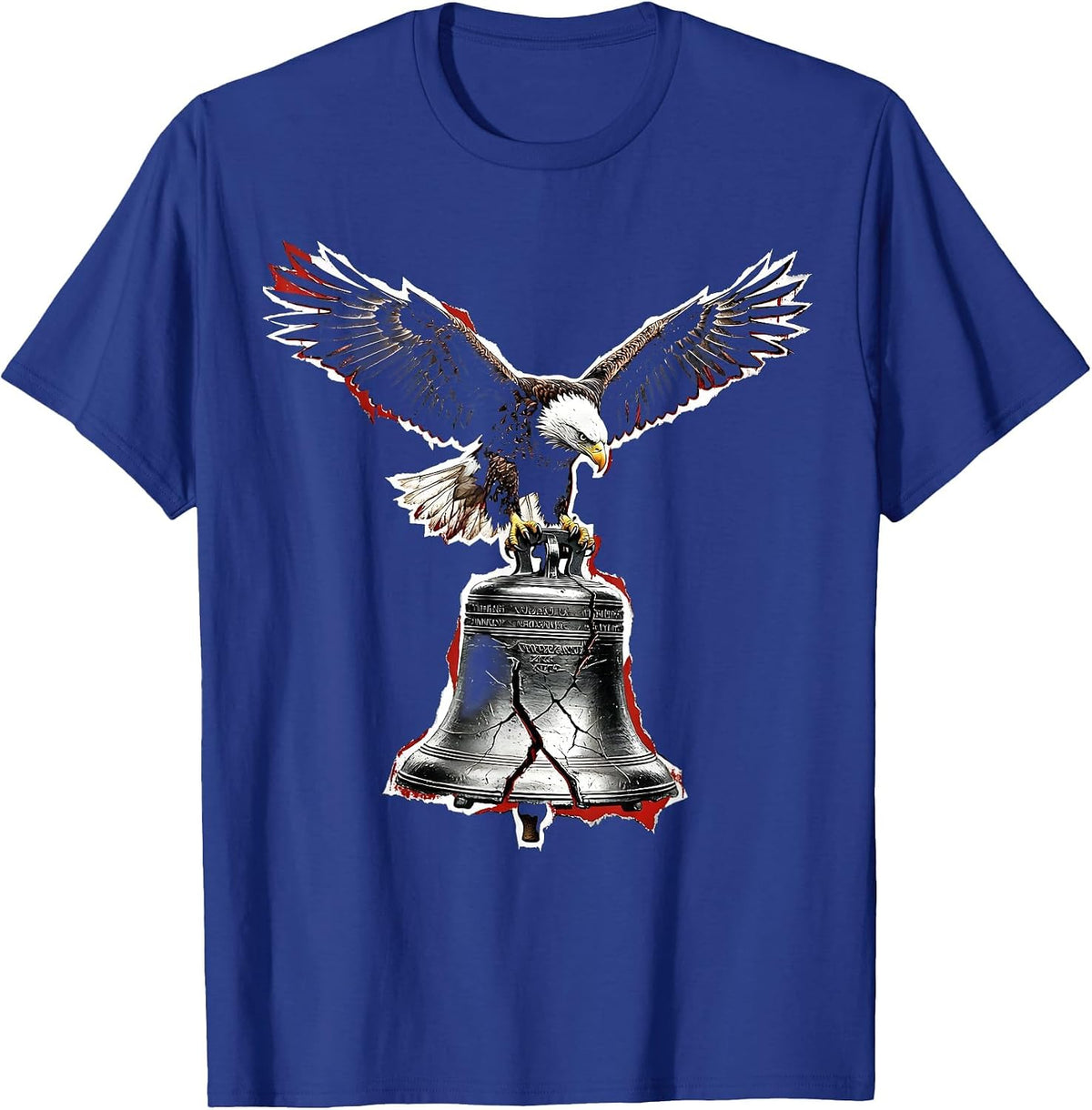 Kirk Freedom Bald Eagle Liberty Bell Design T-Shirt - Royal Blue