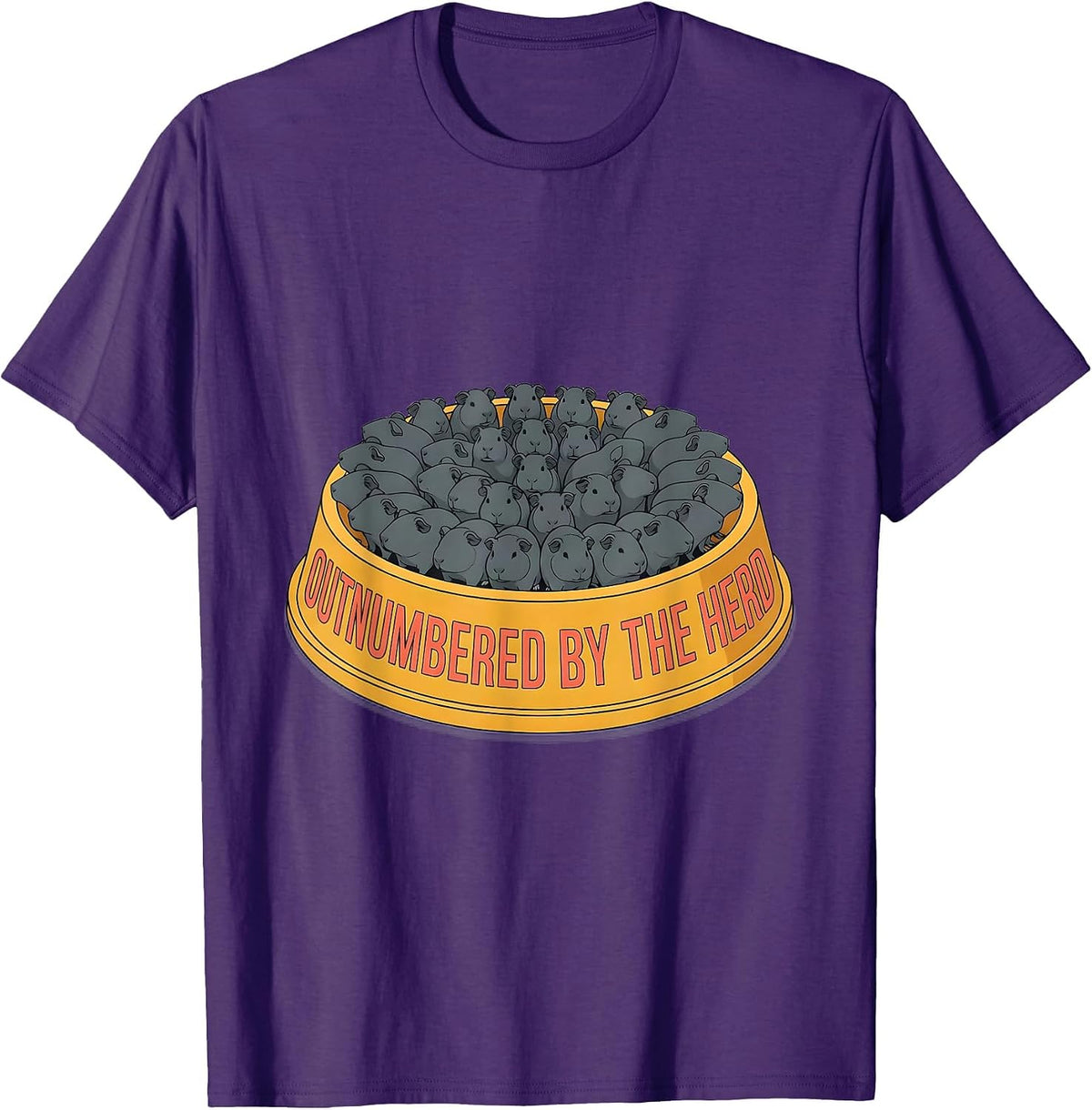 Outnumbered By The Herd Funny Guinea Pig Owner Pet Lover T-Shirt - Purple